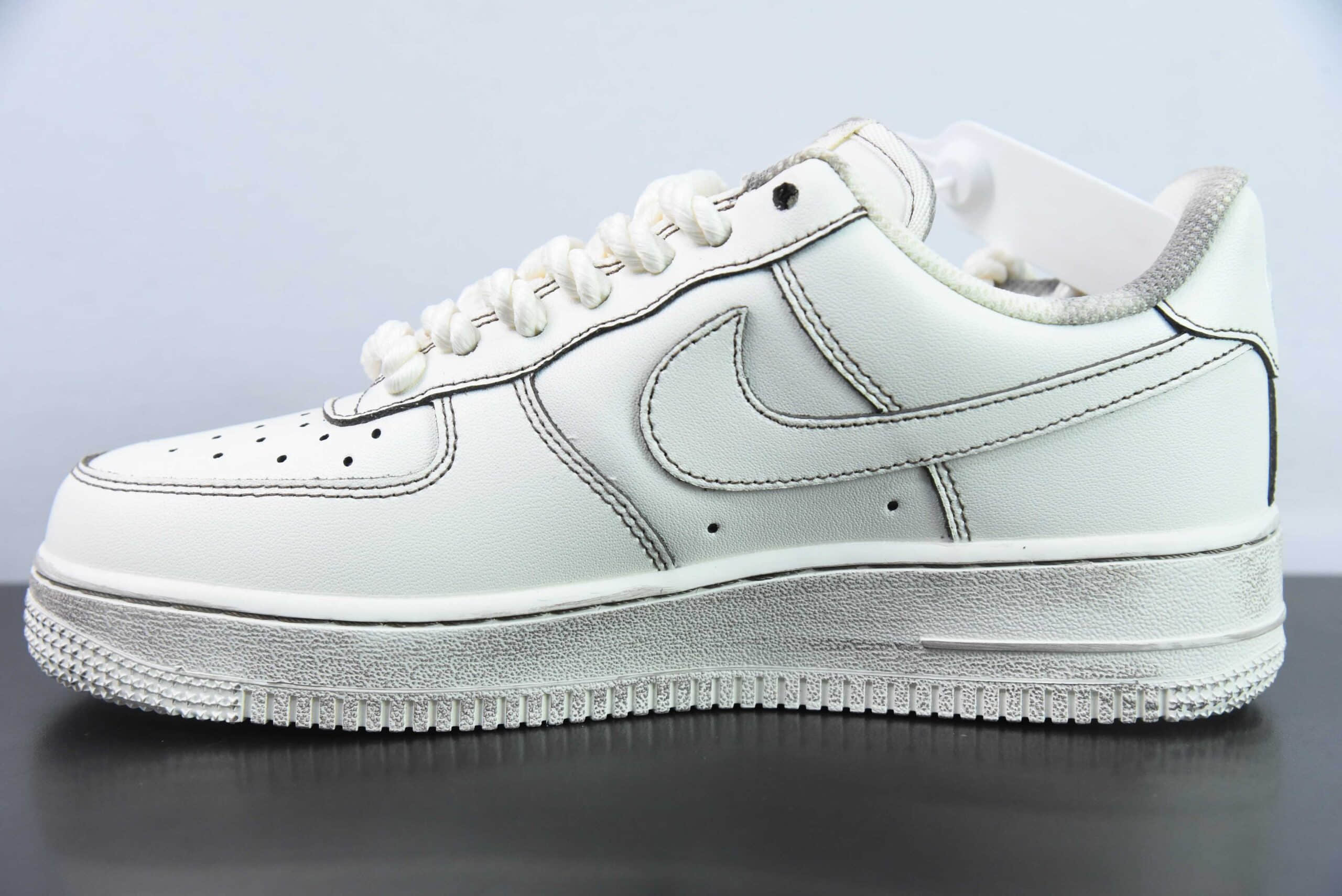 耐克Nike Air Force 1'07 Low 麻绳做旧米白空军一号低帮休闲板鞋纯原版本 货号：315122-333