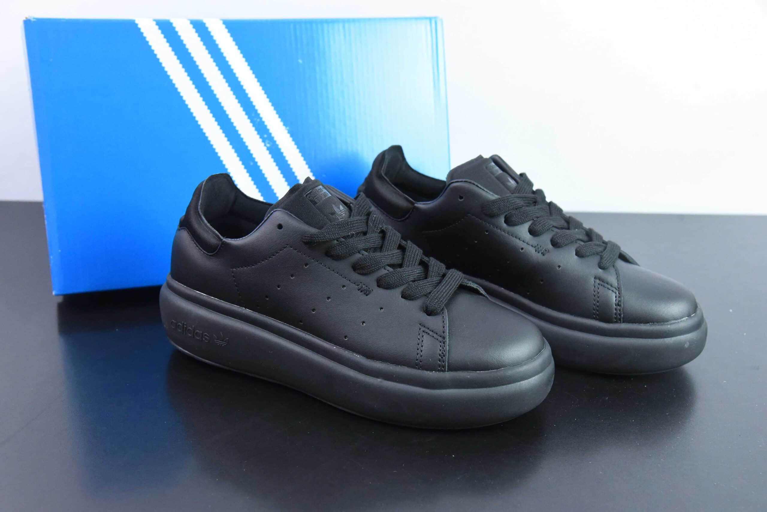 阿迪达斯Adidas Originals Stan Smith PE纯黑史密斯面包系列低帮轻量松糕经典百搭复古休闲运动厚底板鞋纯原版本 货号:IE0450