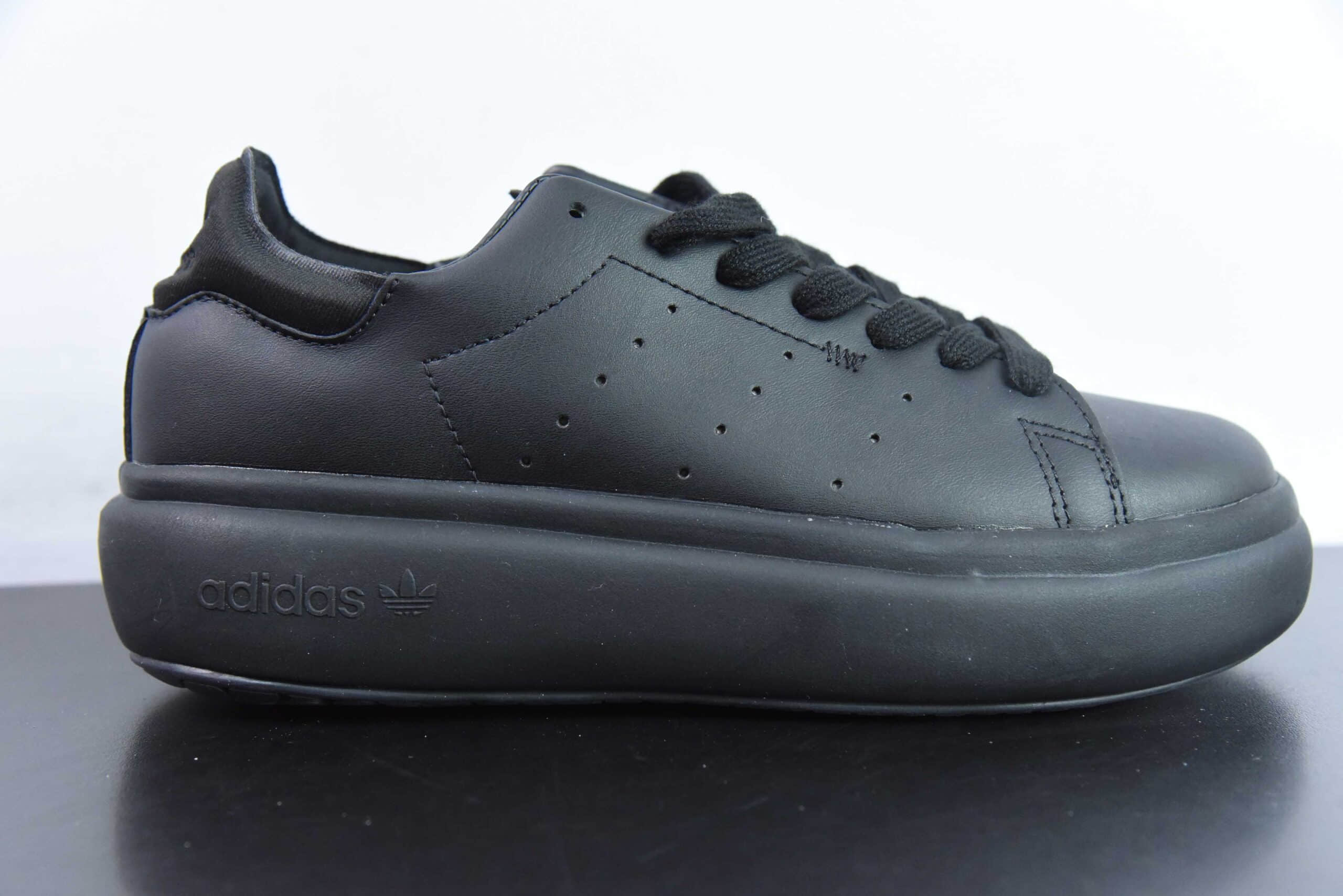 阿迪达斯Adidas Originals Stan Smith PE纯黑史密斯面包系列低帮轻量松糕经典百搭复古休闲运动厚底板鞋纯原版本 货号:IE0450