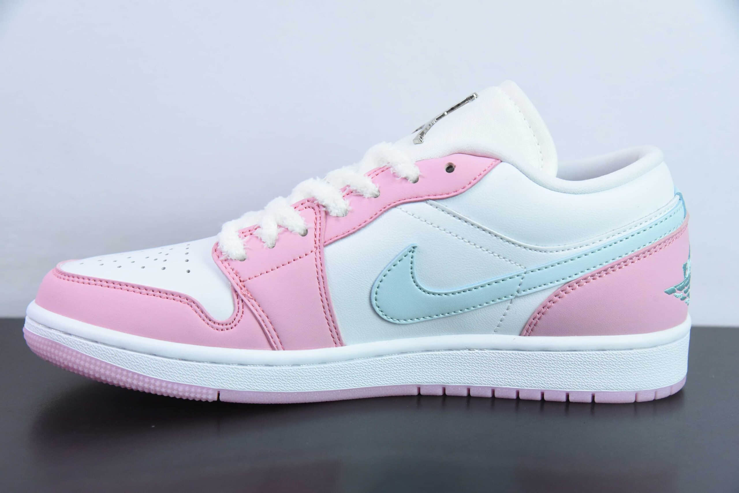 乔丹Air Jordan 1 Retro Low WhitePink FoamGlacier Blue AJ1白粉冰淇淋低帮休闲板鞋纯原版本 货号:HM3706-141