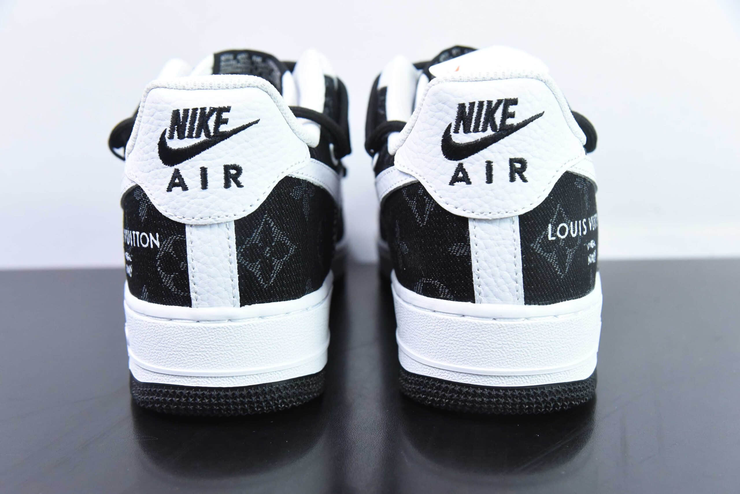 耐克Nike Air Force 1´07 Low 白黑牛仔LV印花绑带定制版空军一号低帮百搭休闲运动板鞋纯原版本 货号：ZH0316-022