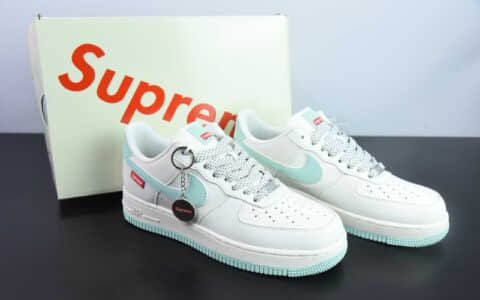 耐克Nike Air Force 1 Low 07 x Supreme联名白浅绿满天星空军一号低帮休闲板鞋纯原版本 货号：HD1968-023