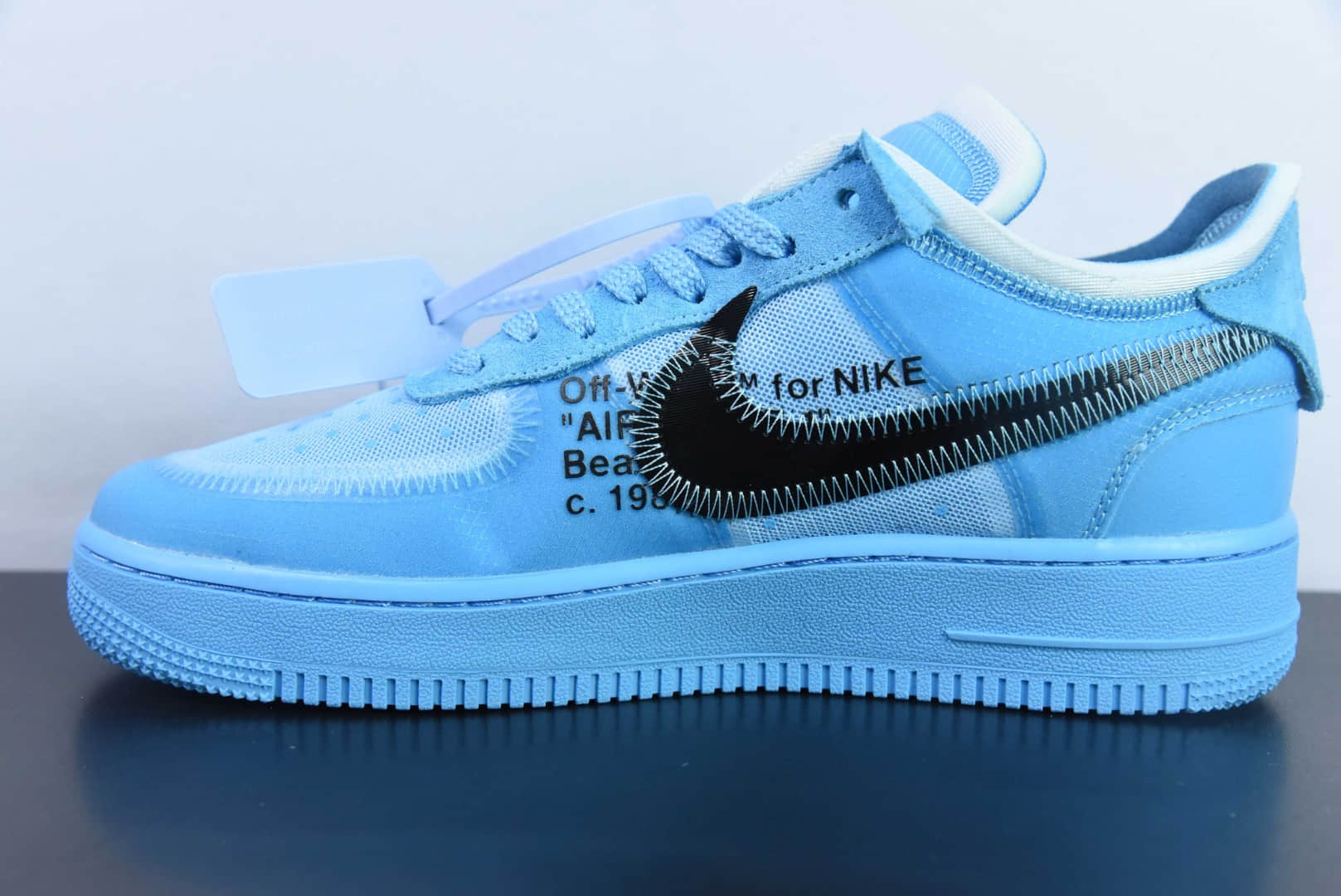 耐克Nike Off White x Nk Air Force 1 Low OW联名透明蓝空军一号低帮休闲板鞋纯原版本 货号：AO4606-400