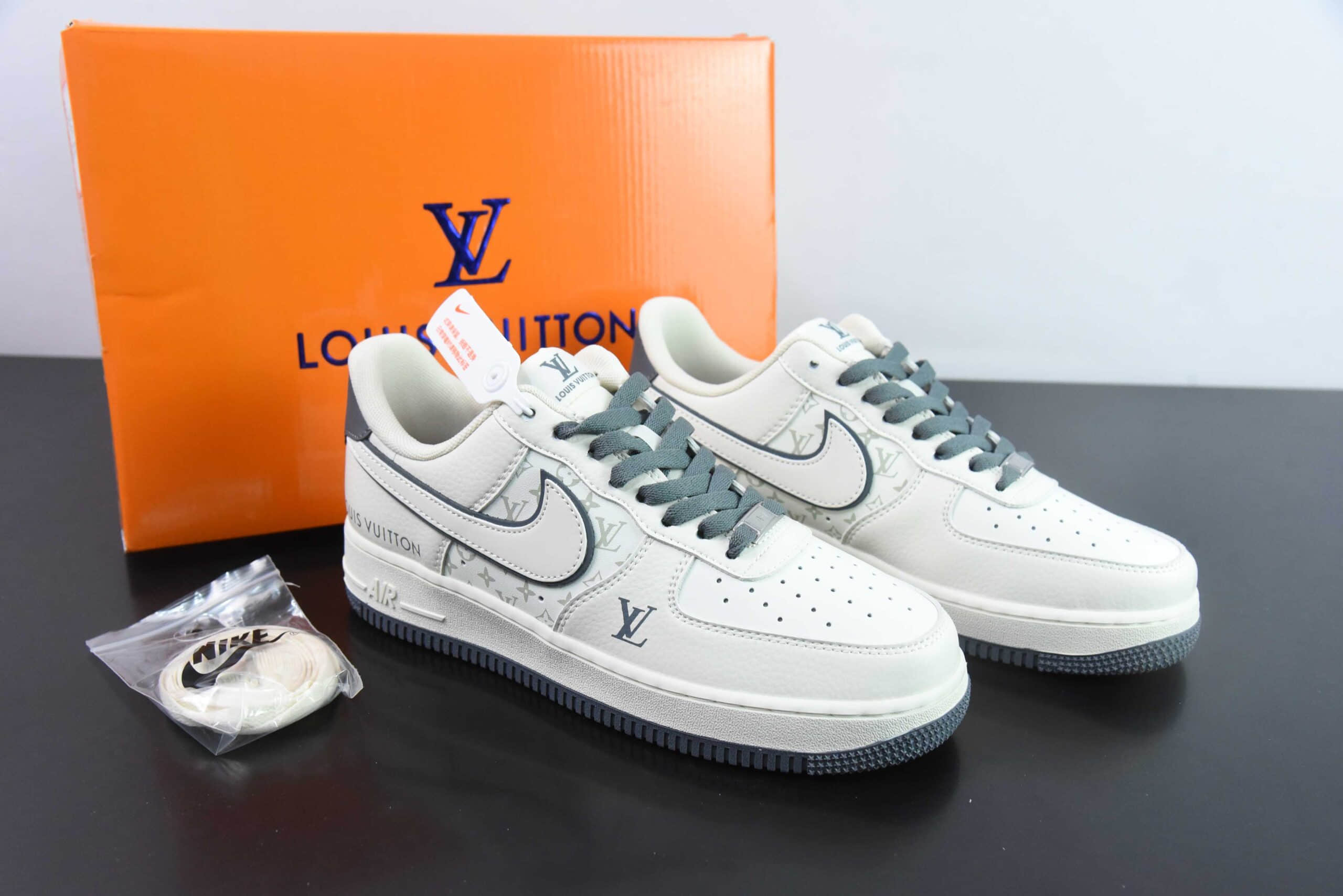 耐克NIke Air Force 1 '07 Low “LV联名米灰印花”空军一号低帮休闲板鞋纯原版本 货号：FB0788-200