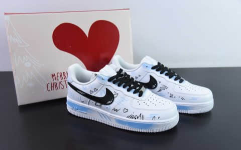 耐克Nike Air Force 1 Low’07 七夕限定彼岸情书白蓝喷绘空军一号低帮休闲板鞋纯原版本 货号：CW2288-111