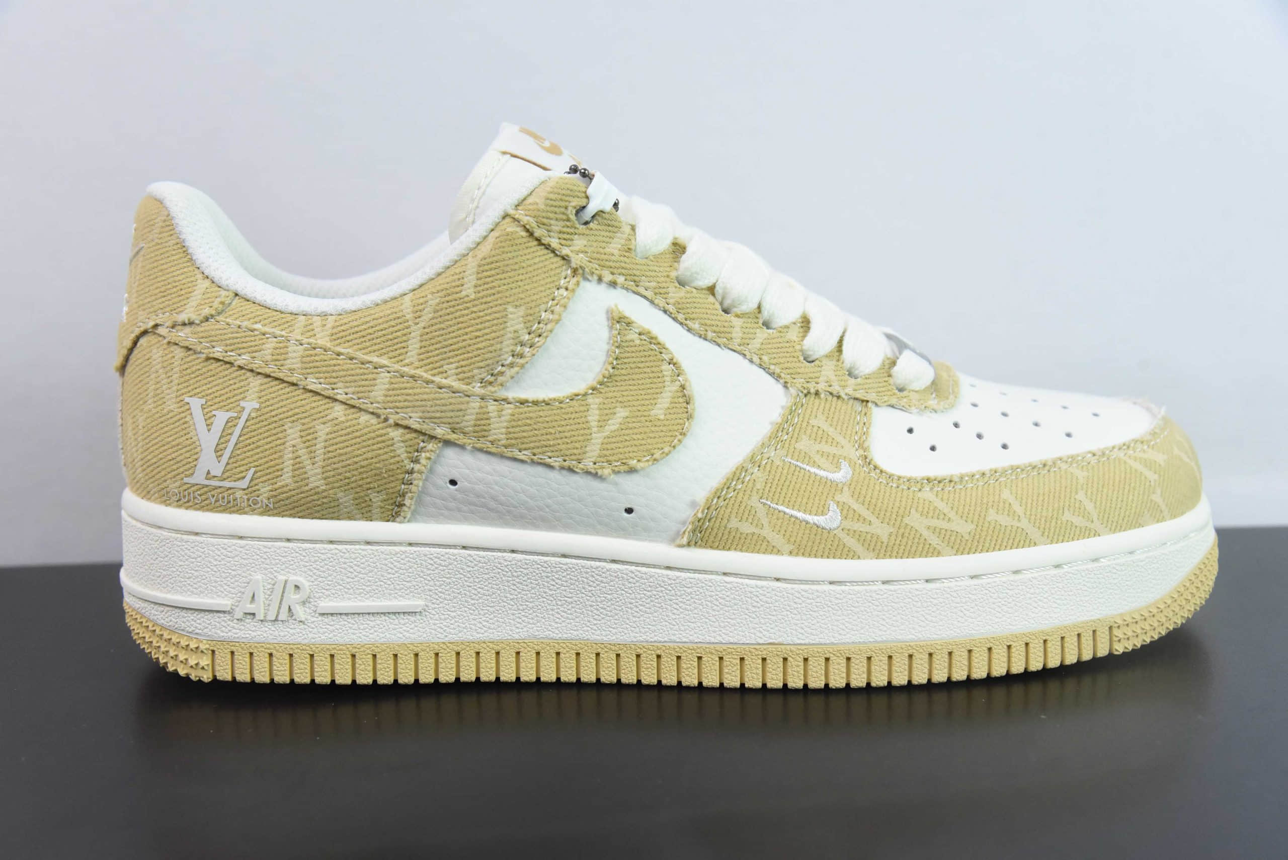 耐克NIke Air Force 1 '07 Low “LV联名卡其双勾”空军一号低帮运动鞋纯原版本 货号：HD1968-027