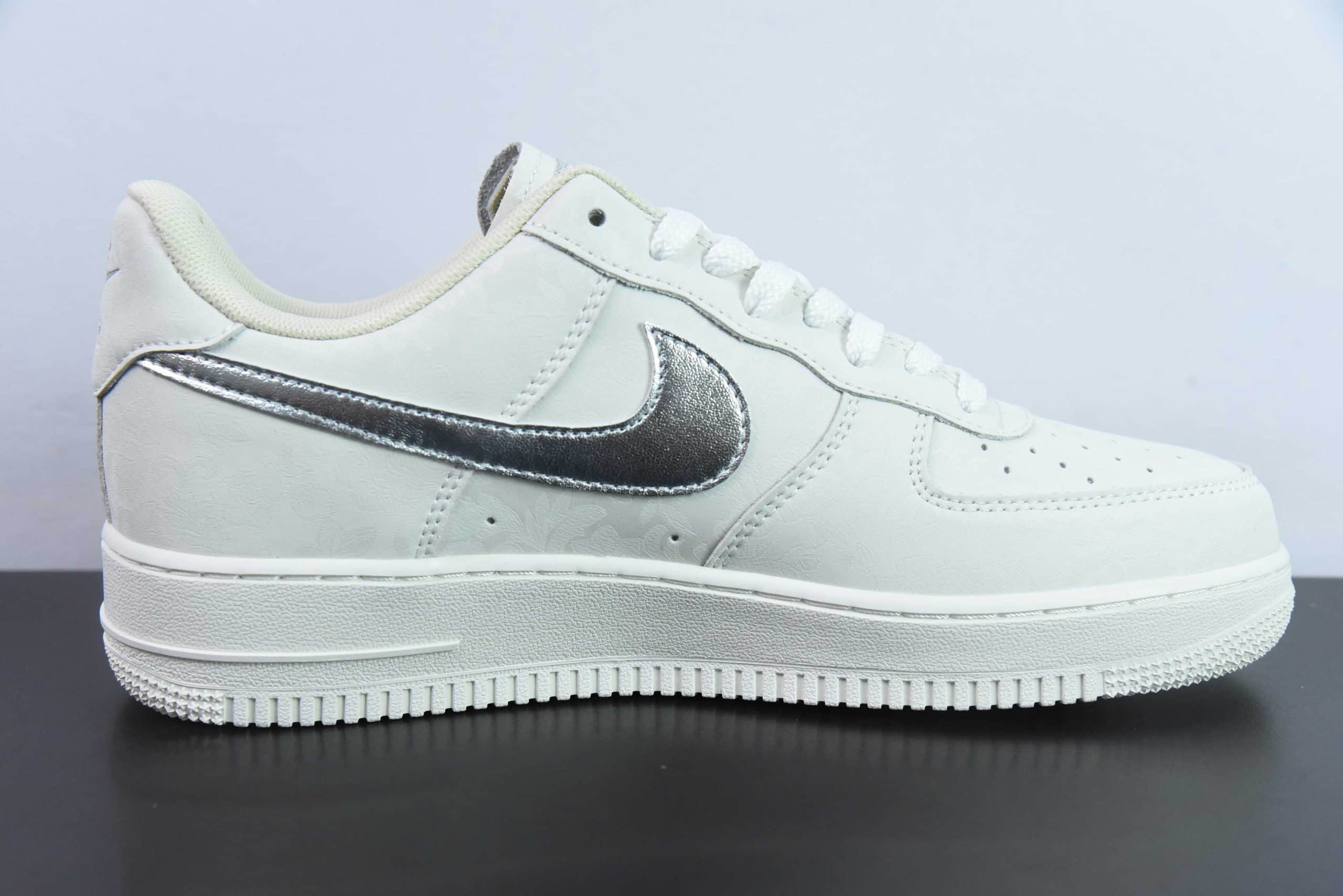 耐克Nike Air Force 1 Low 07 VIRGIL 灰银刺绣暗纹空军一号低帮休闲板鞋纯原版本 货号:AF2406-110