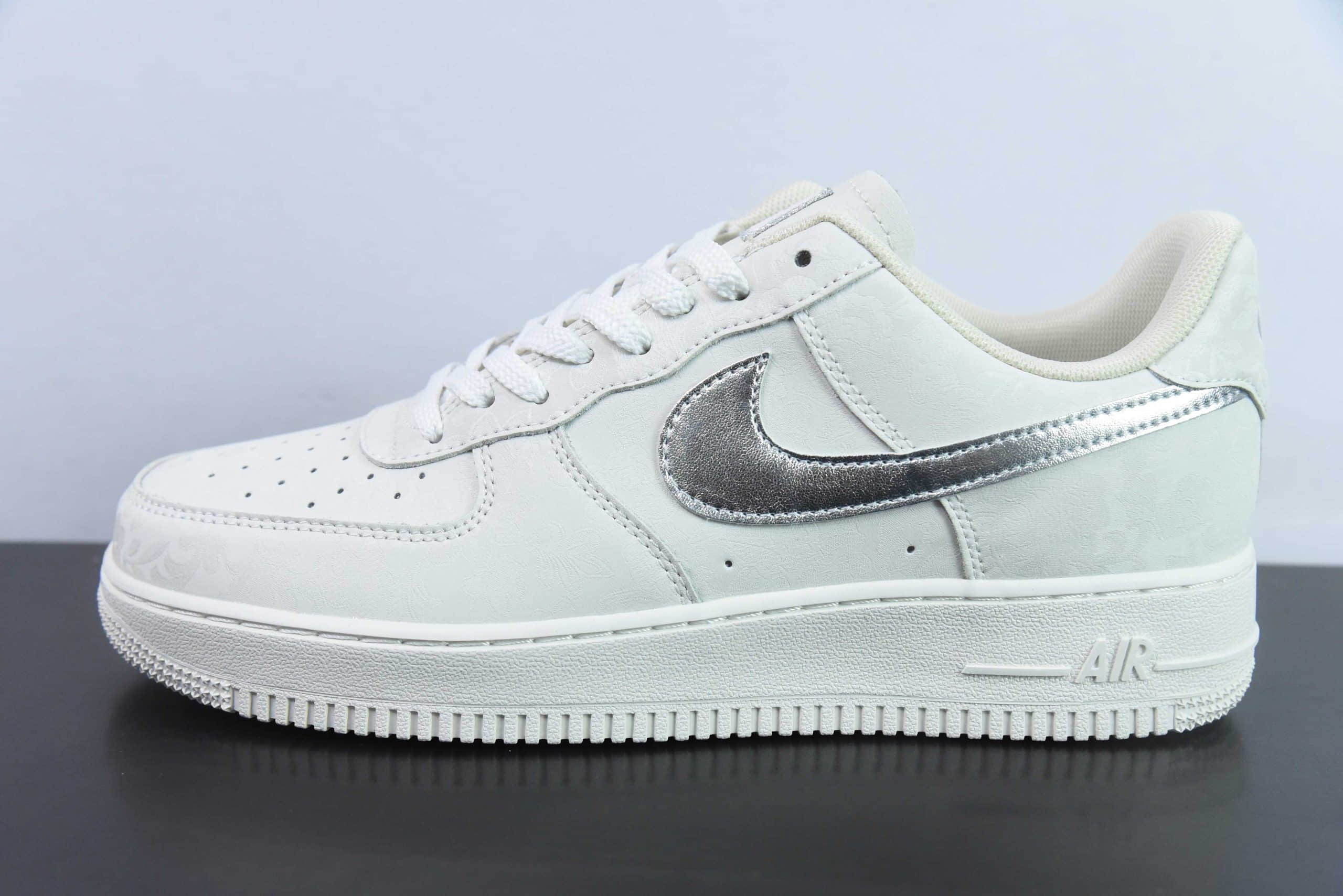 耐克Nike Air Force 1 Low 07 VIRGIL 灰银刺绣暗纹空军一号低帮休闲板鞋纯原版本 货号:AF2406-110