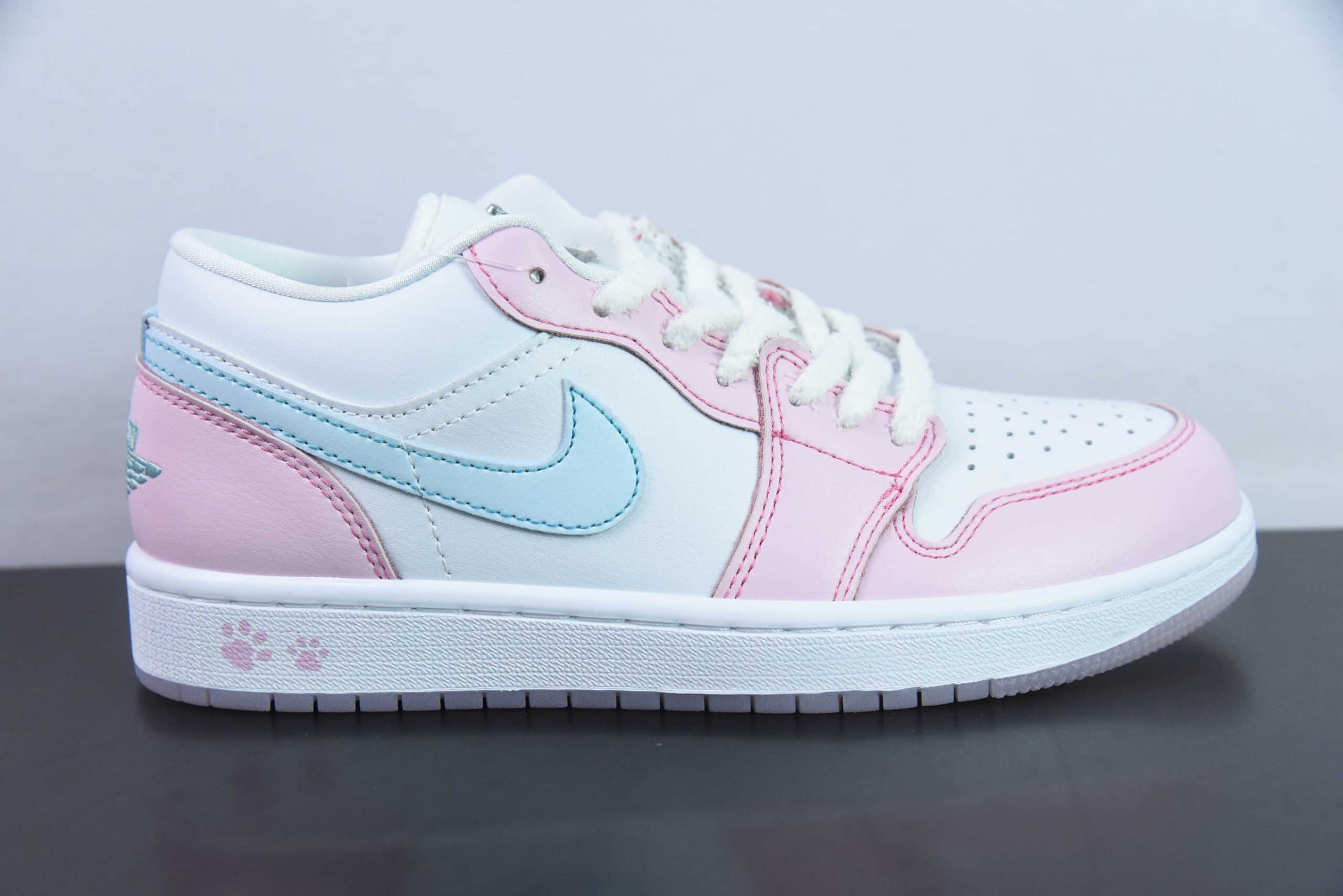 乔丹Air Jordan 1 AJ1白粉蓝猫爪冰淇淋低帮篮球鞋纯原版本 货号:HM3706-141
