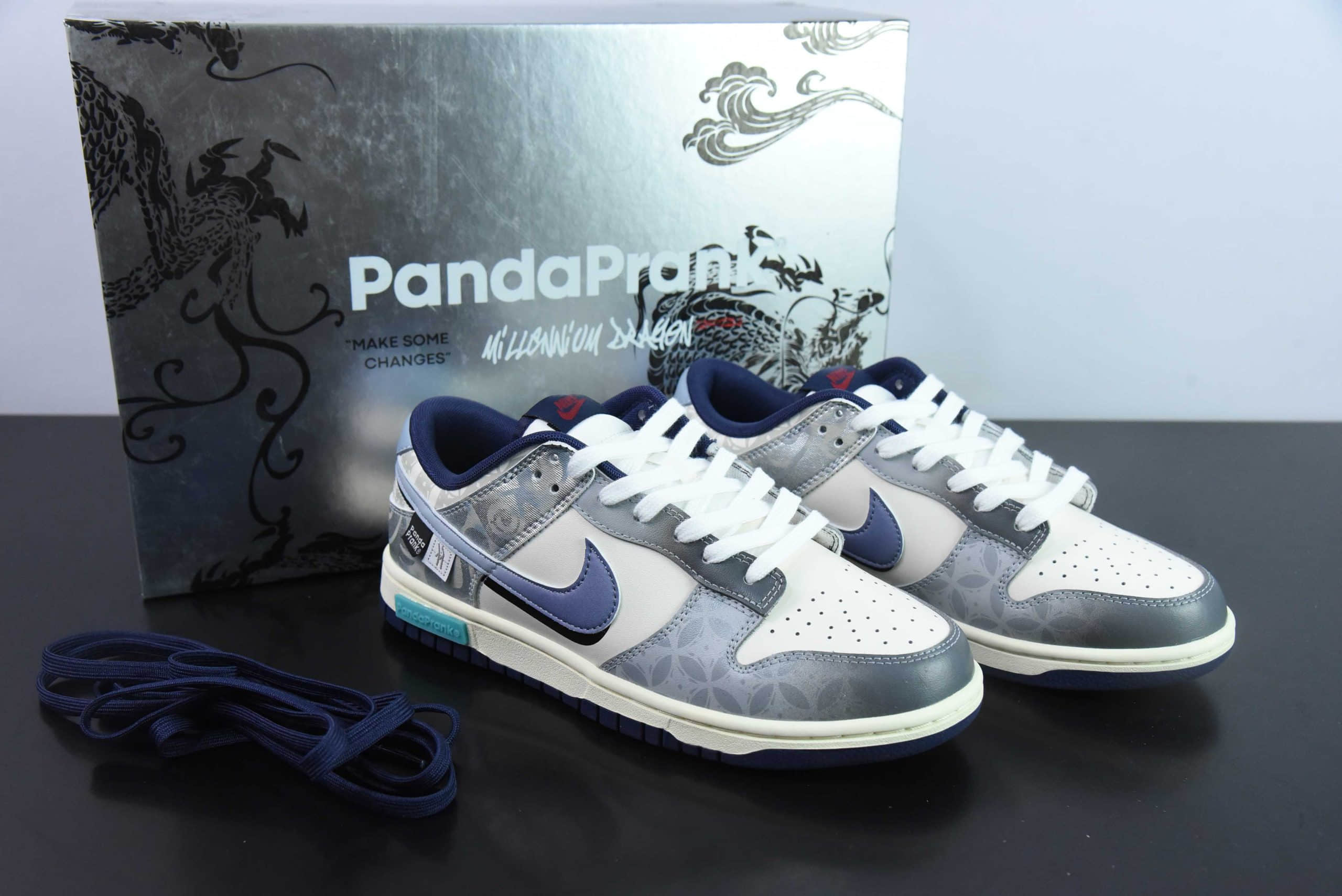 耐克Nike SB Dunk Low CNY龙年限定游龙则灵水运蓝白灰SB低帮休闲滑板鞋纯原版本 货号:FV8106-181