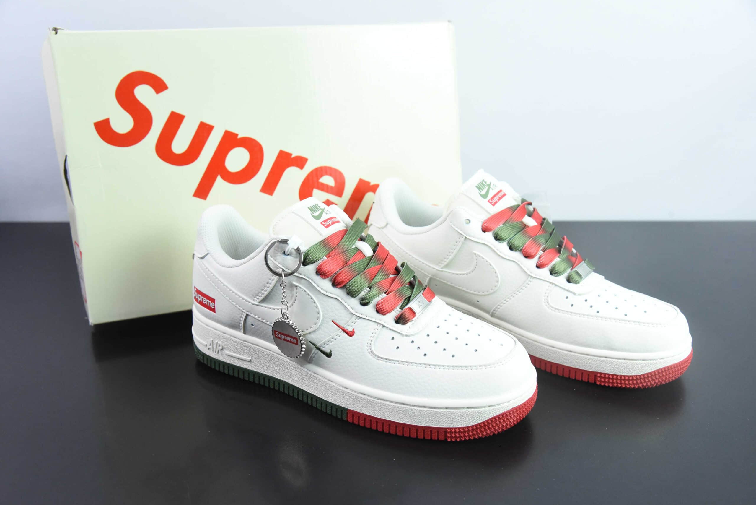 耐克Nike Air Force 1´07 Low Supreme联名米白红绿空军一号低帮百搭休闲运动板鞋纯原版本 货号:XZ6188-009