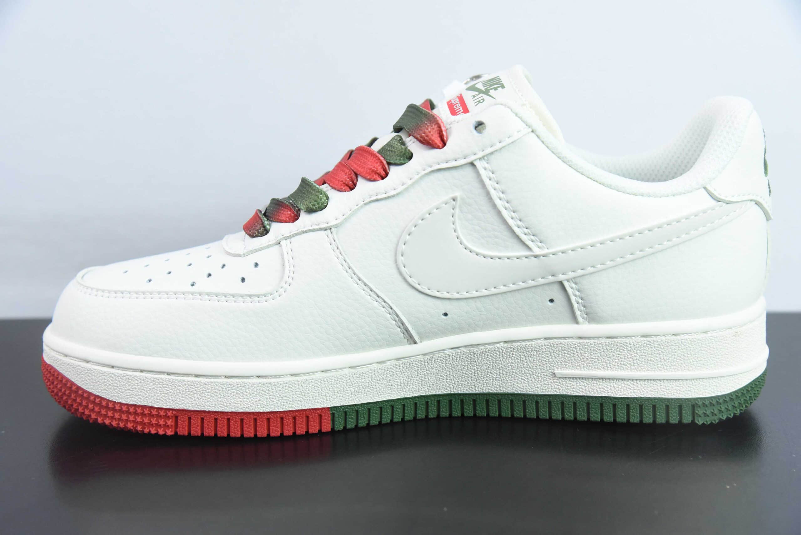 耐克Nike Air Force 1´07 Low Supreme联名米白红绿空军一号低帮百搭休闲运动板鞋纯原版本 货号:XZ6188-009