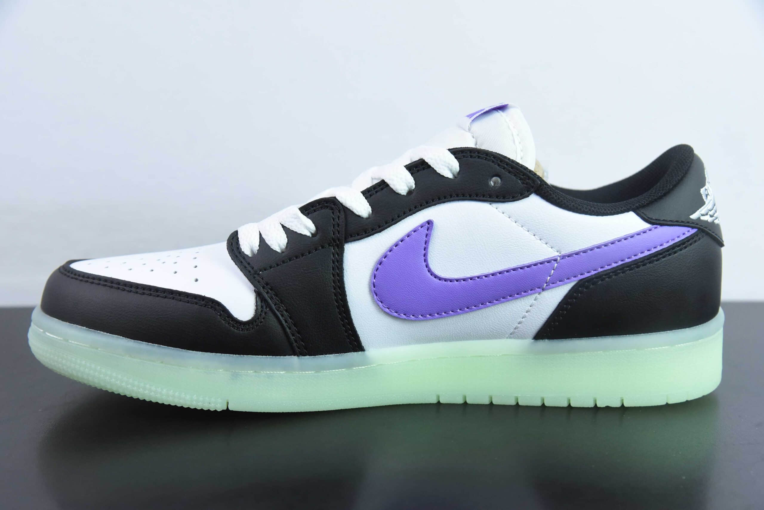 乔丹Air Jordan 1 Low 黑白紫 AJ1乔1低帮休闲板鞋纯原版本 货号：HF0410-001