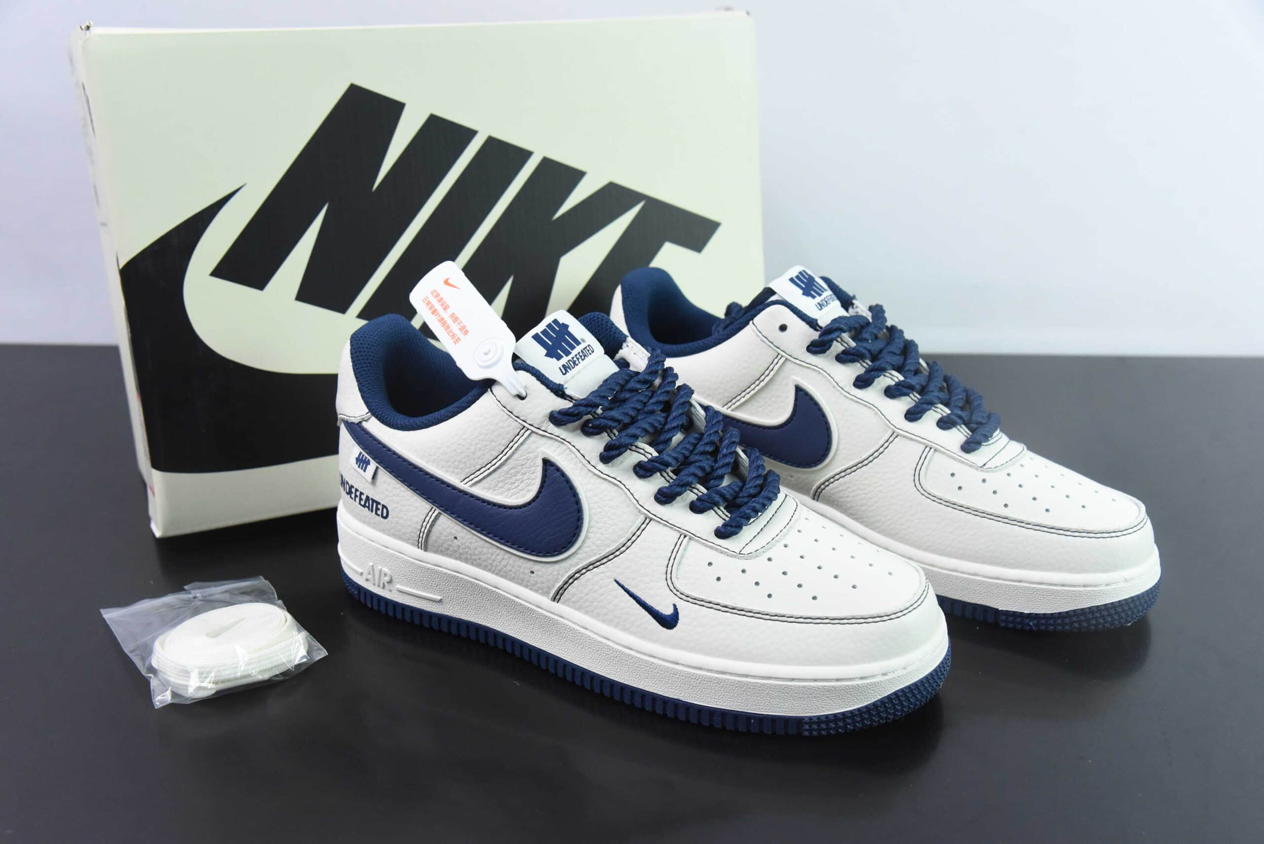 耐克Nike Air Force 1 Low 07 x UNDEFEATED 白蓝小钩麻绳空军一号低帮休闲板鞋纯原版本 货号:UT2023-205