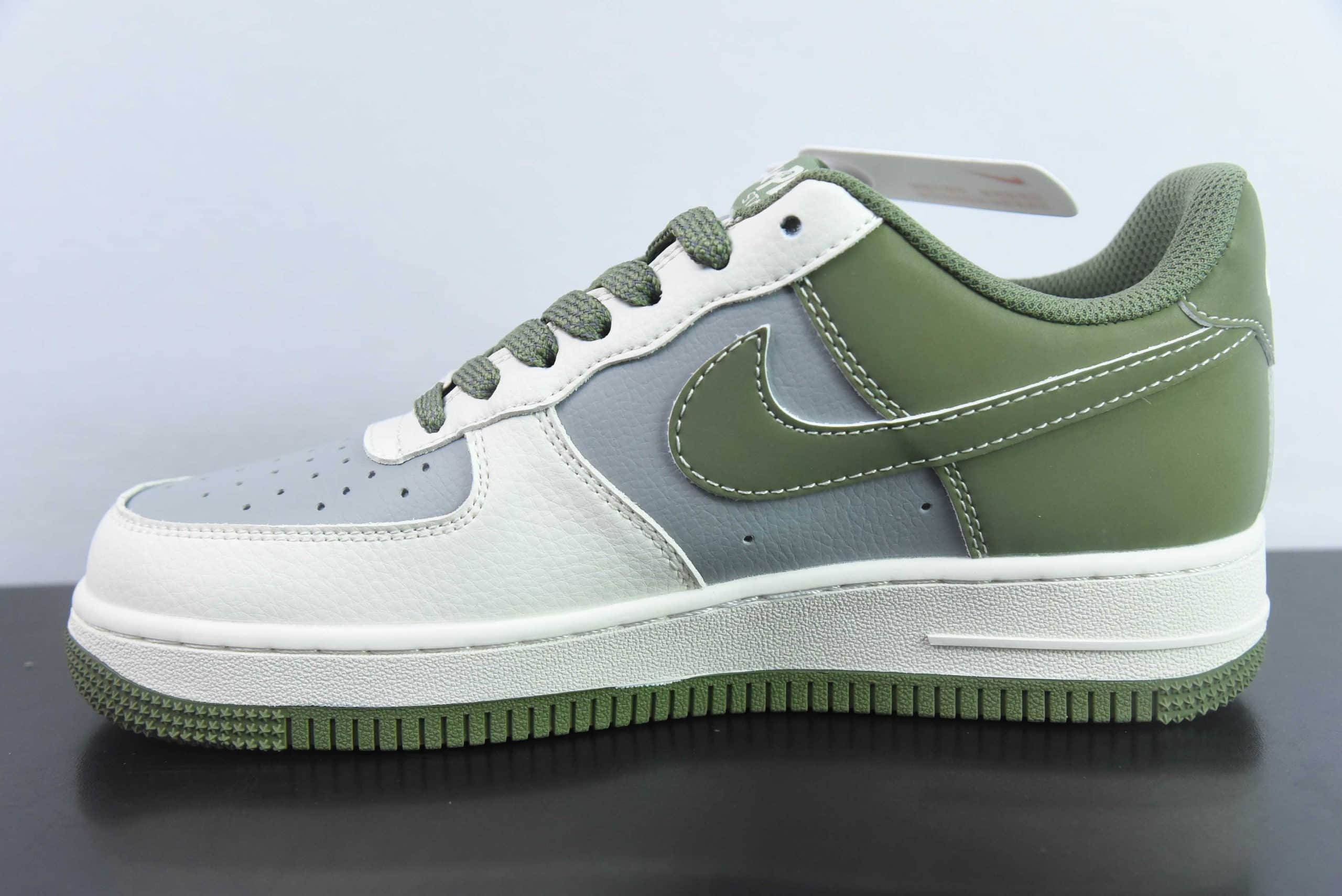 耐克Nike Air Force 1'07 Low Bape联名深绿米灰空军一号低帮休闲板鞋纯原版本 货号:BB6566-205