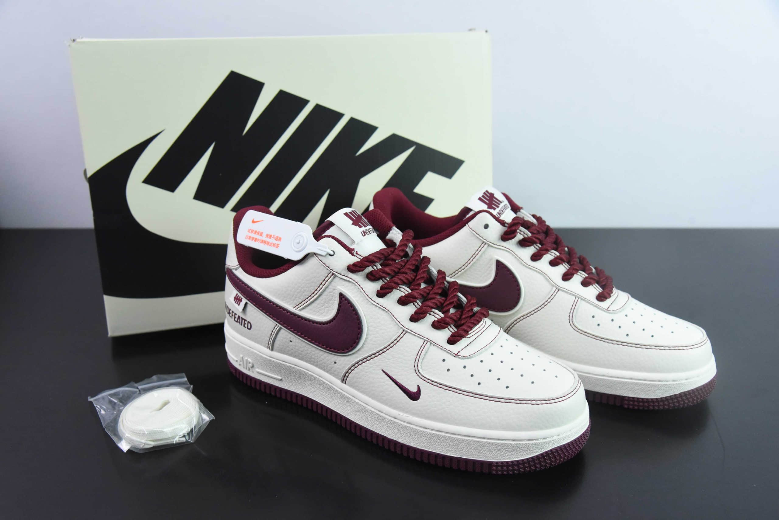 耐克Nike Undefeated x Nk Air Force 1'07 Low 米红麻绳空军一号低帮休闲板鞋纯原版本 货号:UT2023-206