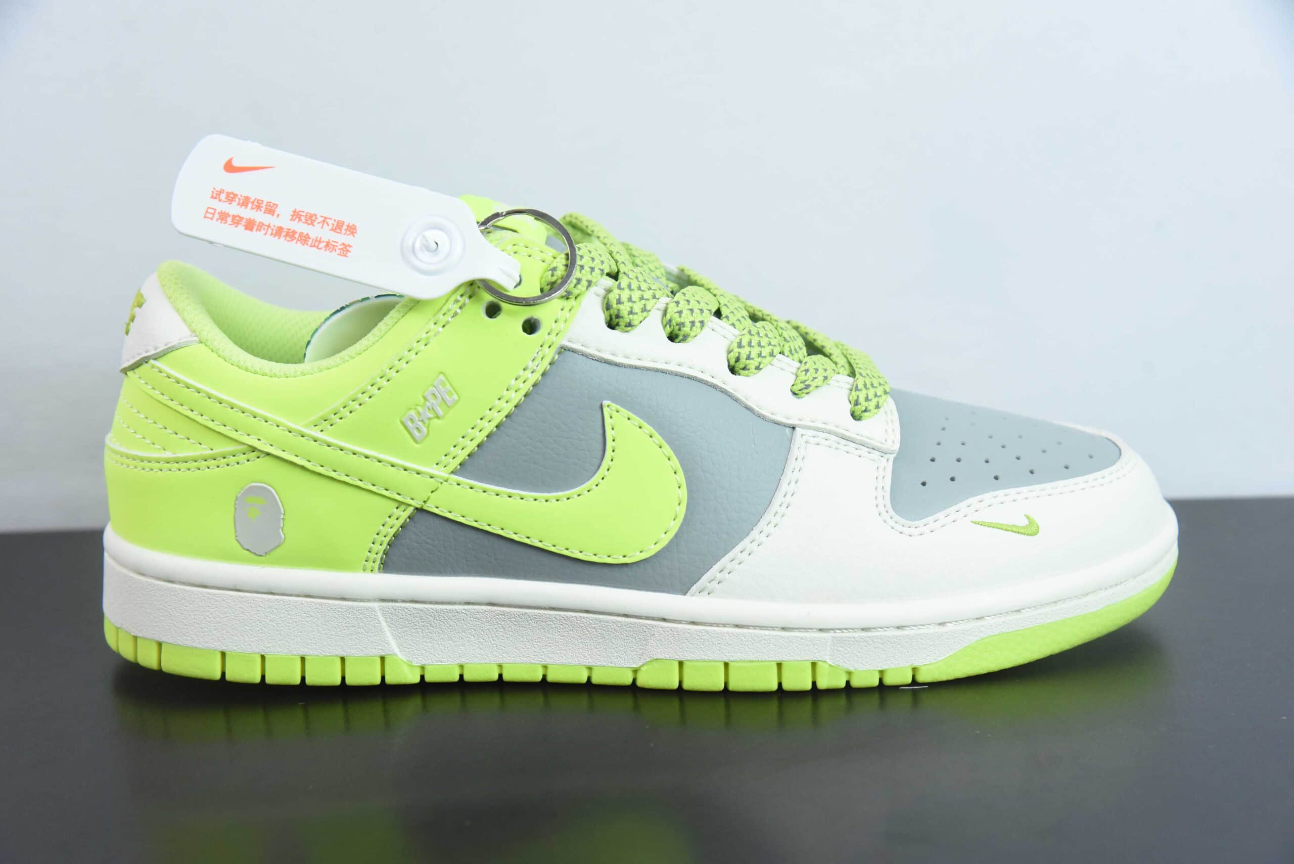 耐克Nike SB Dunk Low“ Bape联名——米灰绿” 周年高端定制SB低帮休闲板鞋纯原版本 货号:BB8969-005