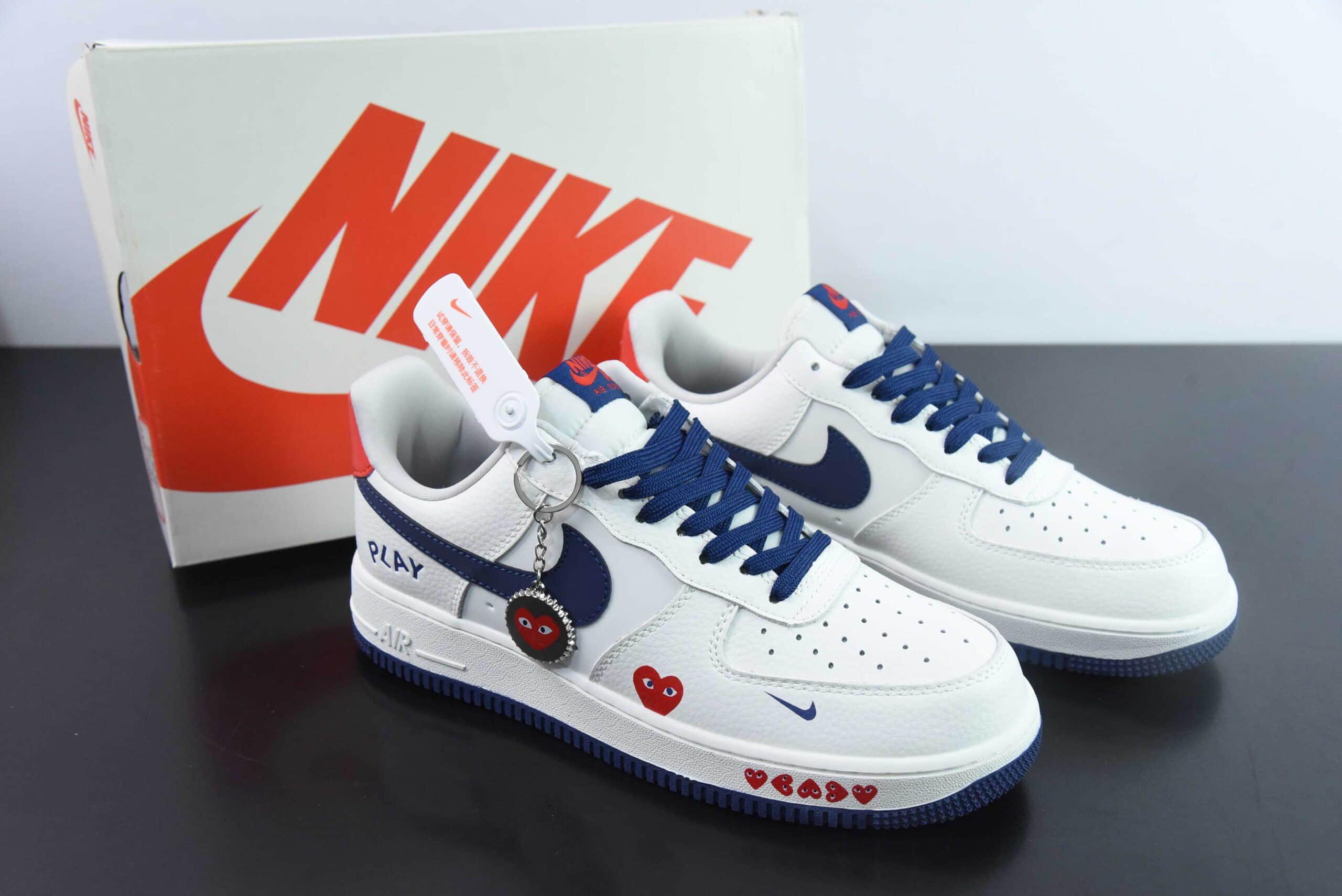 耐克Nike Air Force 1'07 Low 川久保玲联名米白深蓝空军一号低帮休闲板鞋纯原版本 货号:KK1988-001