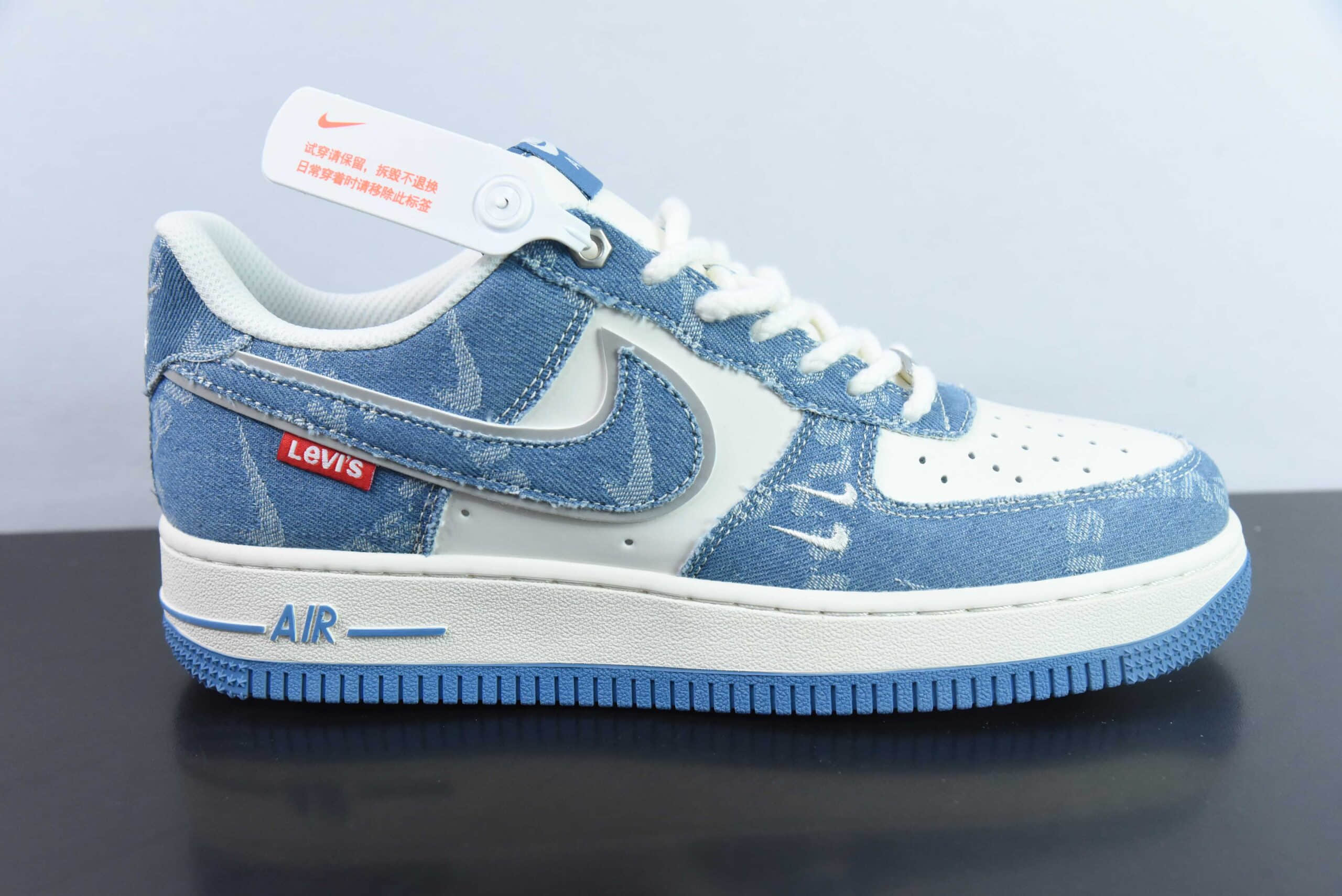 耐克Nike Air Force 1'07 Low 李维斯联名天蓝牛仔空军一号低帮休闲板鞋纯原版本 货号:SJ6698-003
