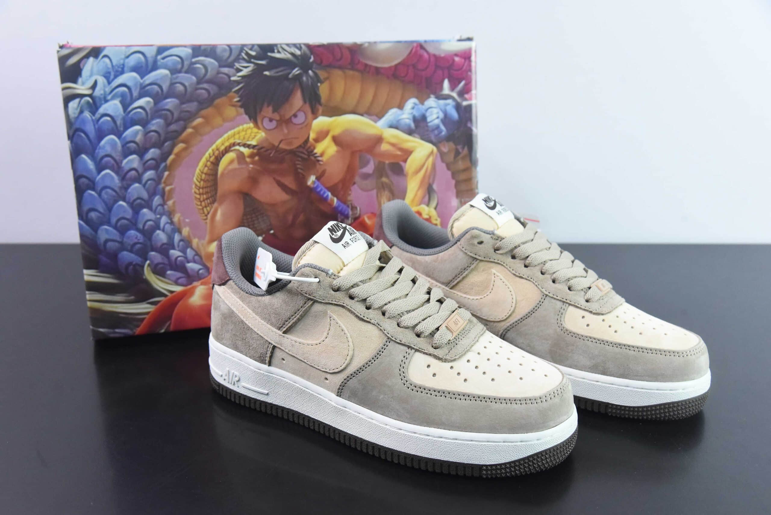 耐克Nike Air Force 1 LOW 大友克洋麂皮米棕路飞空军一号低帮休闲板鞋纯原版本 货号：LF8989-222