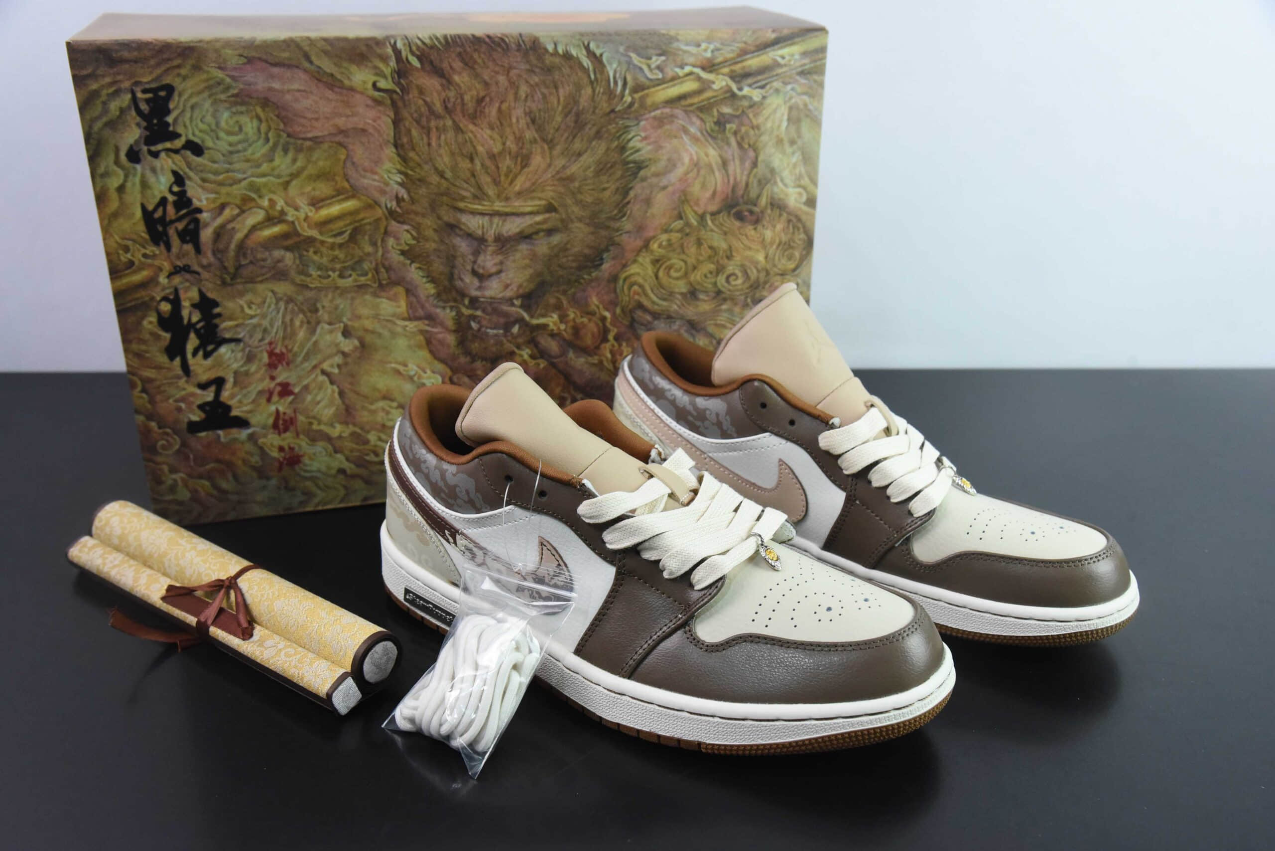 乔丹Air Jordan 1 Retro Low AJ1黑神话天命人古道禅印米棕低帮复古休闲板鞋纯原版本 货号:HF5753-221