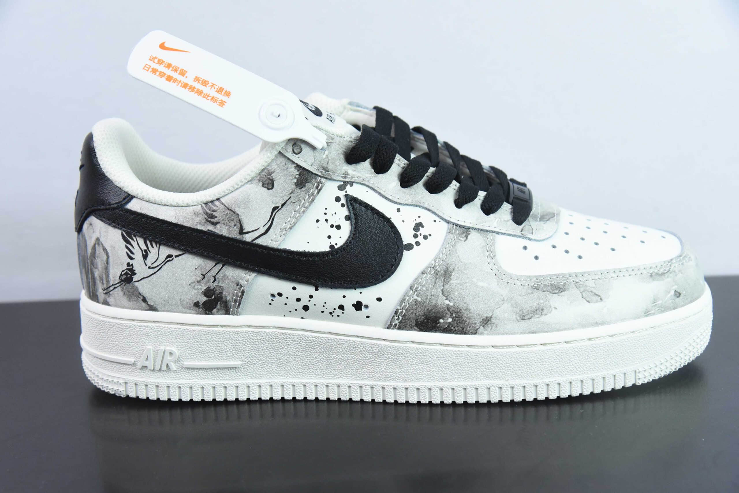 耐克Nike Air Force 1´07 Low 中国风水墨定制黑白空军一号低帮百搭休闲运动板鞋纯原版本 货号:BL1522-089