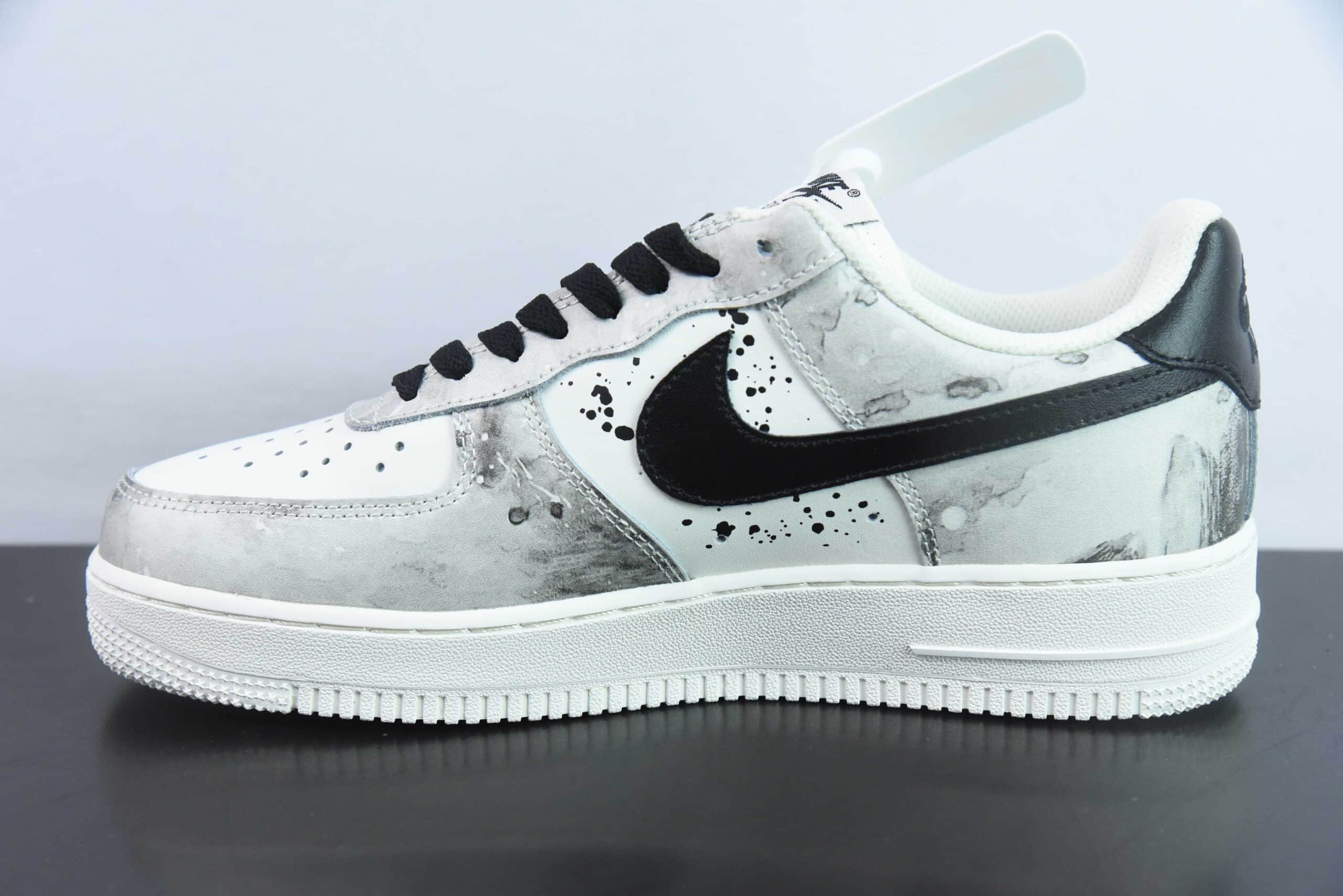 耐克Nike Air Force 1´07 Low 中国风水墨定制黑白空军一号低帮百搭休闲运动板鞋纯原版本 货号:BL1522-089