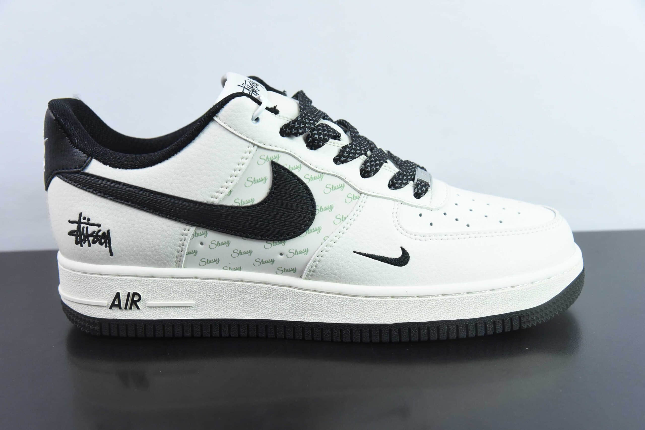 耐克Nike Air Force 1 AF1斯图西联名白黑刺绣空军一号低帮休闲板鞋纯原版本 货号:XZ3328-001