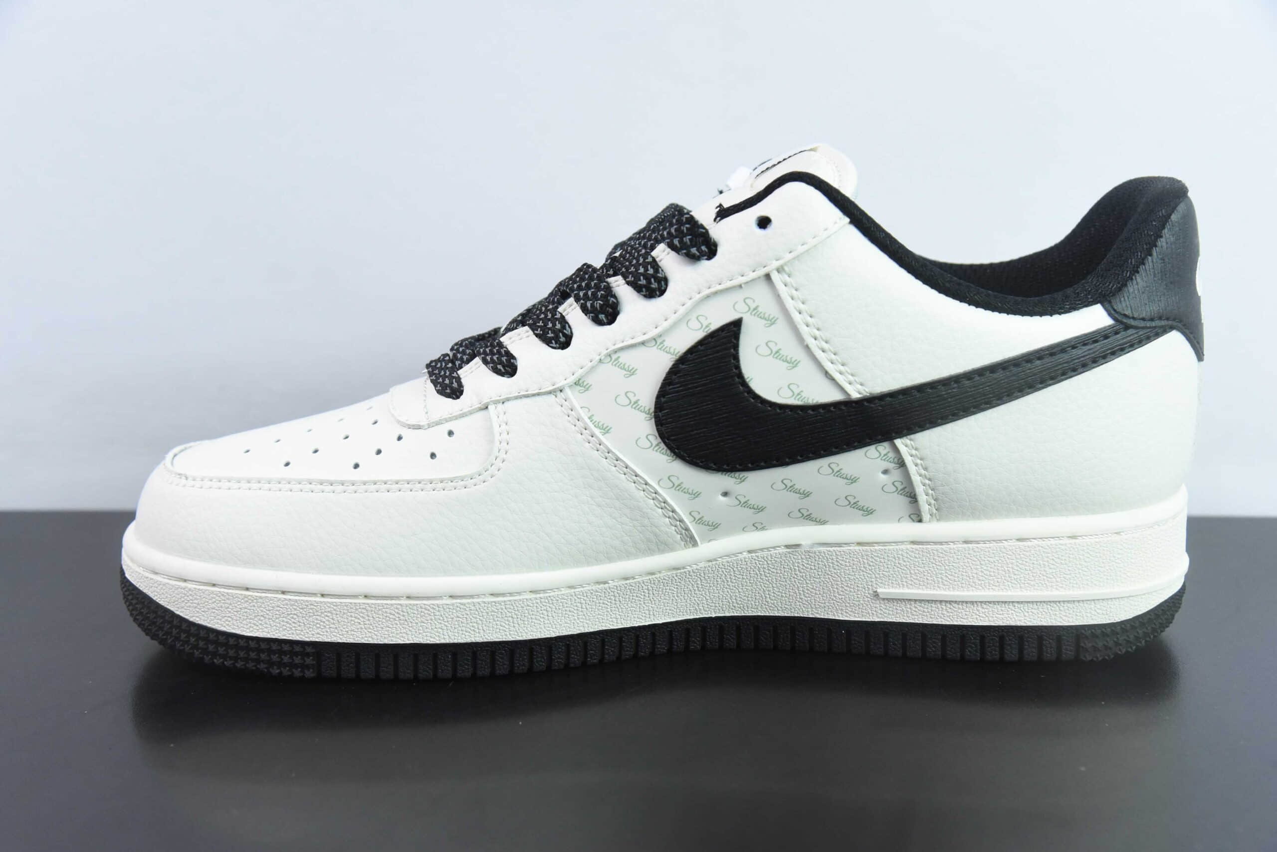 耐克Nike Air Force 1 AF1斯图西联名白黑刺绣空军一号低帮休闲板鞋纯原版本 货号:XZ3328-001