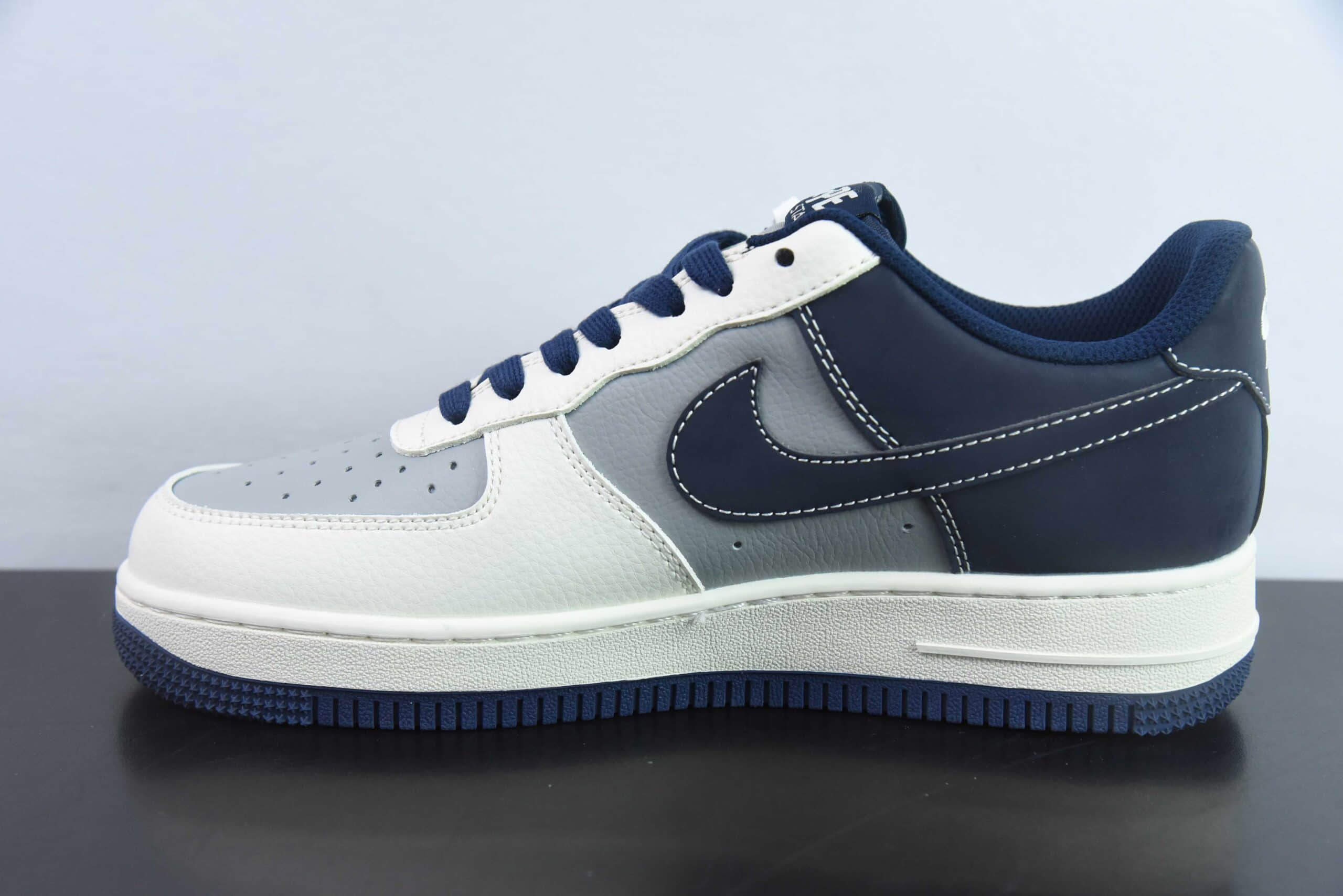 耐克NIke Air Force 1 '07 Low “Bape联名深蓝米灰”空军一号低帮休闲板鞋纯原版本 货号:BB6566-206