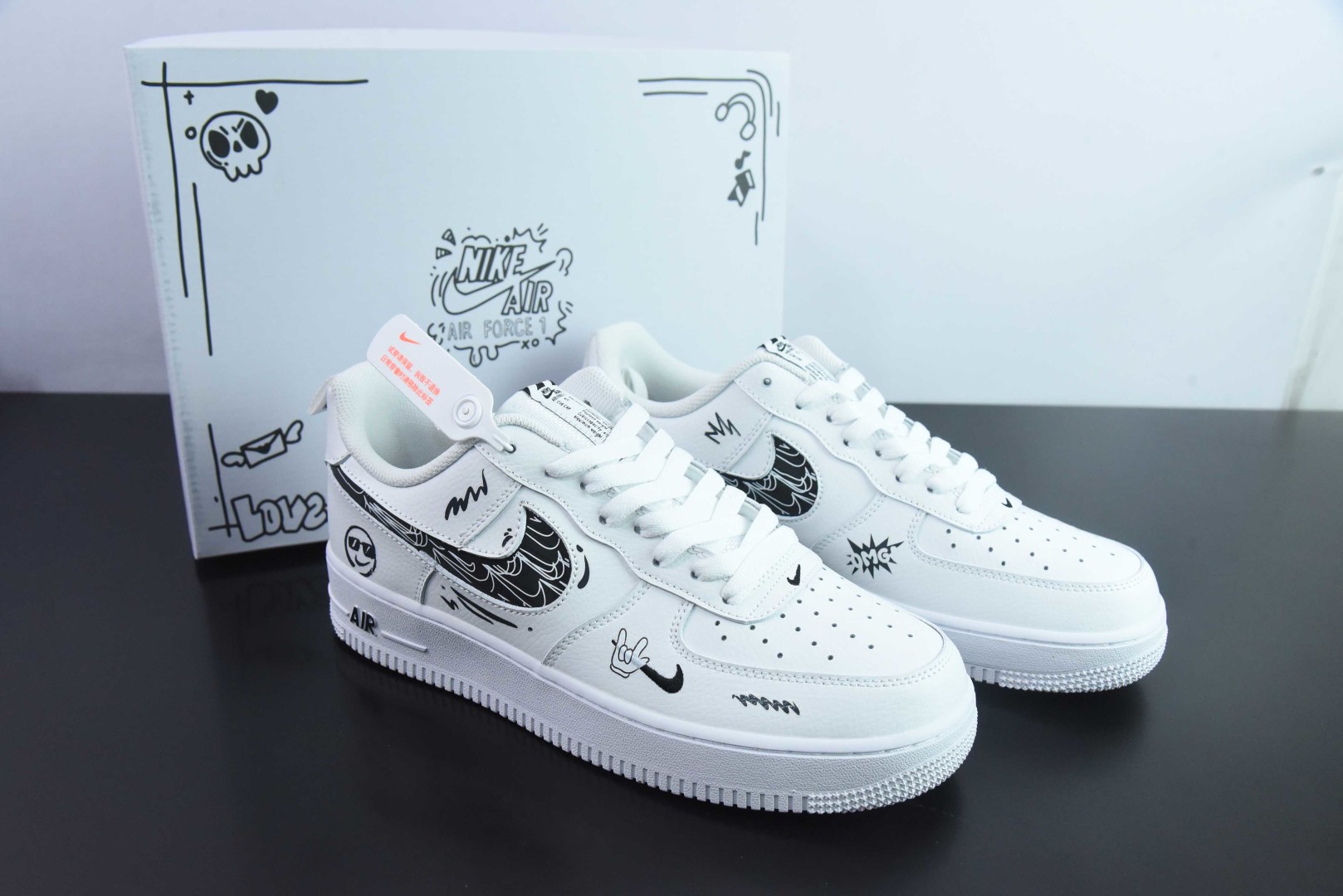 耐克Nike Air Force 1 Low “Nike smiley face” 耐克笑脸涂鸦空军一号低帮休闲运动板鞋纯原版本 货号:FB8971-020