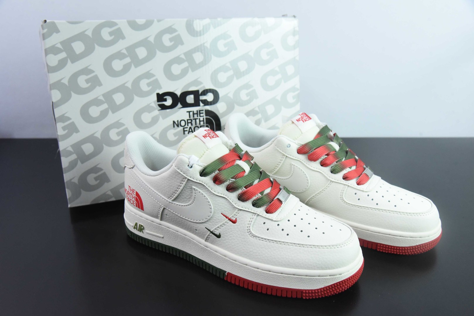 耐克Nike Air Force 1 AF1白红绿北面印花定制版空军一号低帮休闲板鞋纯原版本 货号:XZ6188-011