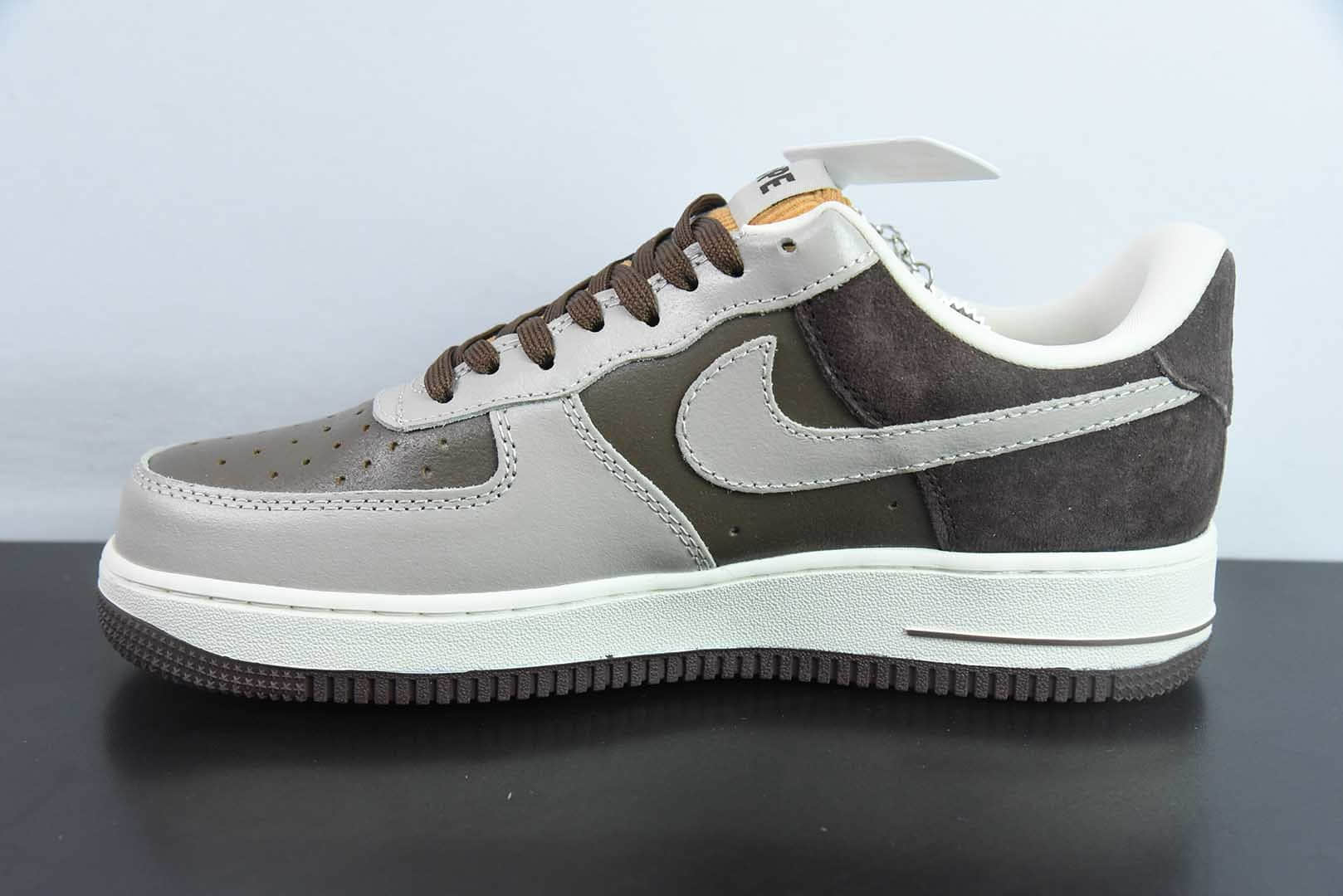 耐克Nike Air Force 1 AF1灰咖猿人头印花空军一号低帮休闲板鞋纯原版本 货号：KK1988-039