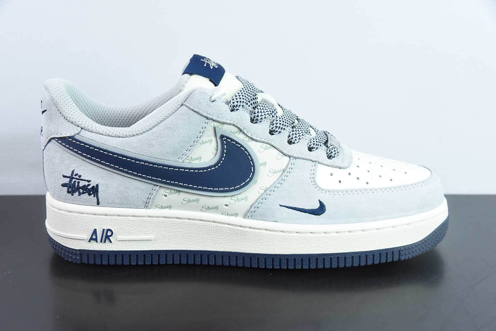 耐克Nike Air Force 1´07 Low 斯图西联名灰蓝英文空军一号低帮百搭休闲运动板鞋纯原版本 货号: XZ3318-088