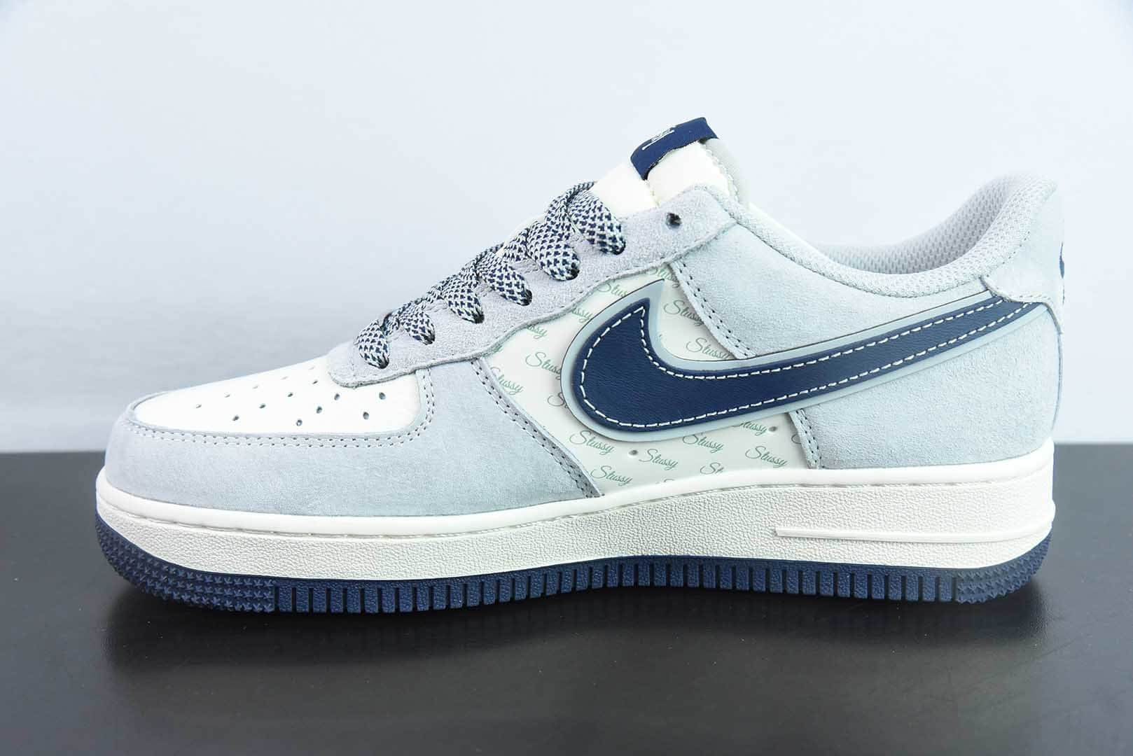 耐克Nike Air Force 1´07 Low 斯图西联名灰蓝英文空军一号低帮百搭休闲运动板鞋纯原版本 货号: XZ3318-088