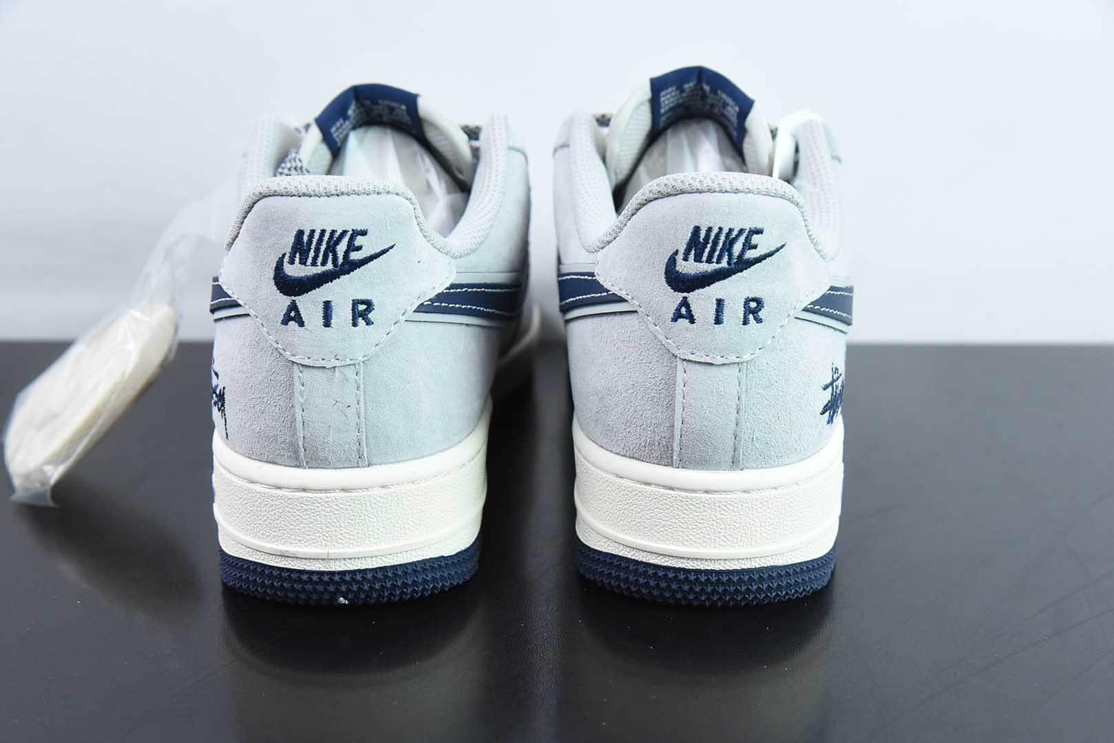 耐克Nike Air Force 1´07 Low 斯图西联名灰蓝英文空军一号低帮百搭休闲运动板鞋纯原版本 货号: XZ3318-088
