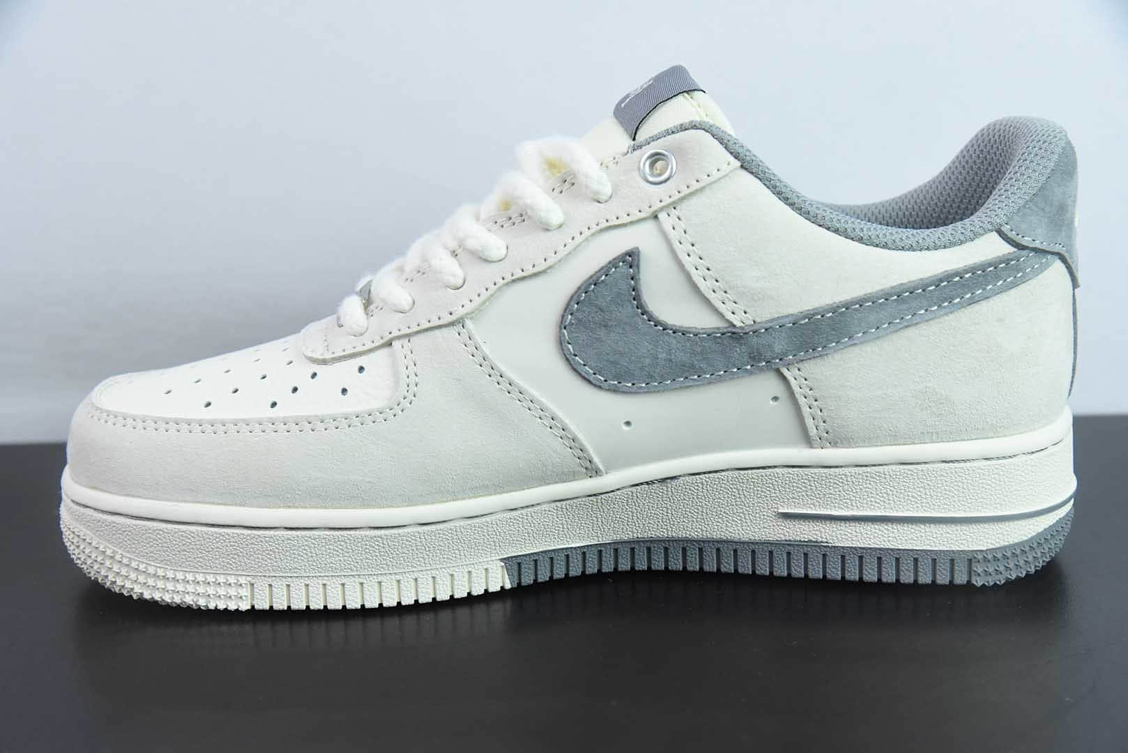 耐克Nike Air Force 1 AF1灰白斯图西刺绣定制版空军一号低帮休闲板鞋纯原版本 货号:SJ6698-024