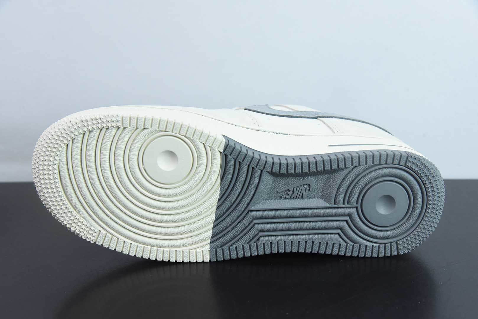 耐克Nike Air Force 1 AF1灰白斯图西刺绣定制版空军一号低帮休闲板鞋纯原版本 货号:SJ6698-024