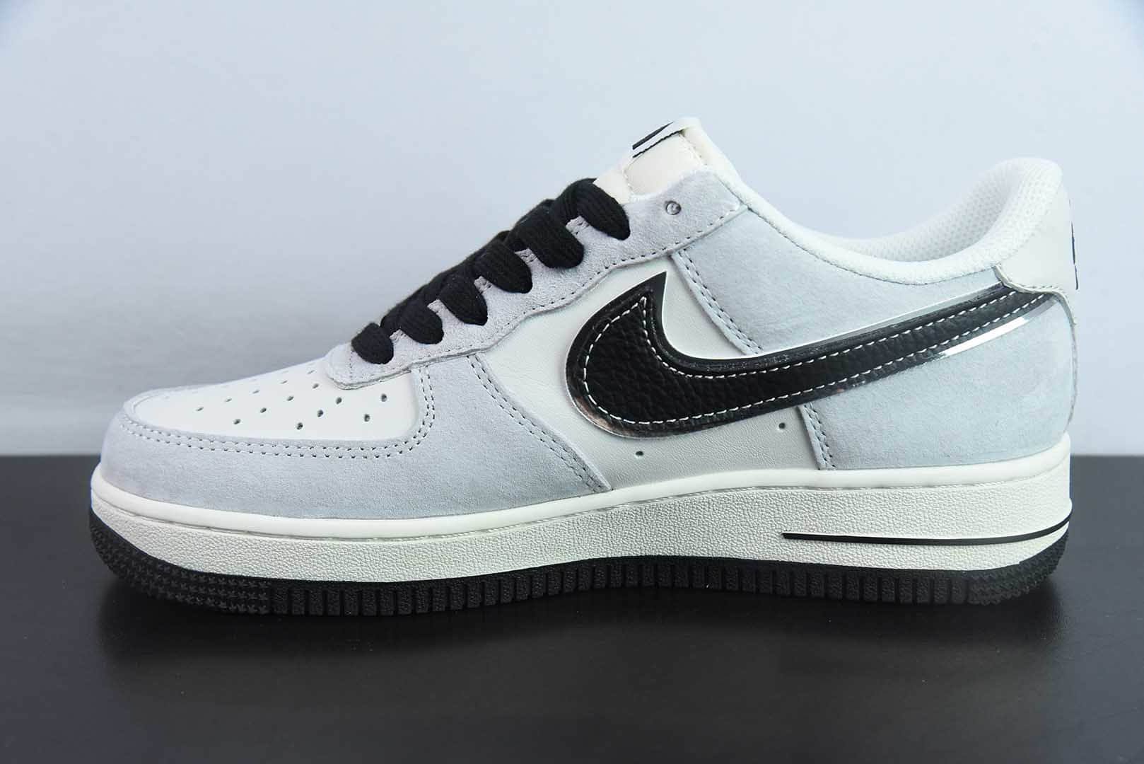 耐克Nike Air Force 1 AF1灰白黑银边北面印花定制版空军一号低帮休闲板鞋纯原版本 货号:XZ6188-916