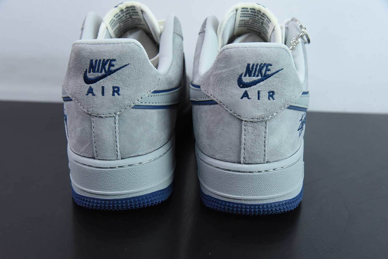 耐克Nike Air Force 1 AF1麂皮灰暴力熊斯图西印花定制版空军一号低帮休闲板鞋纯原版本 货号：DF0188-017 
