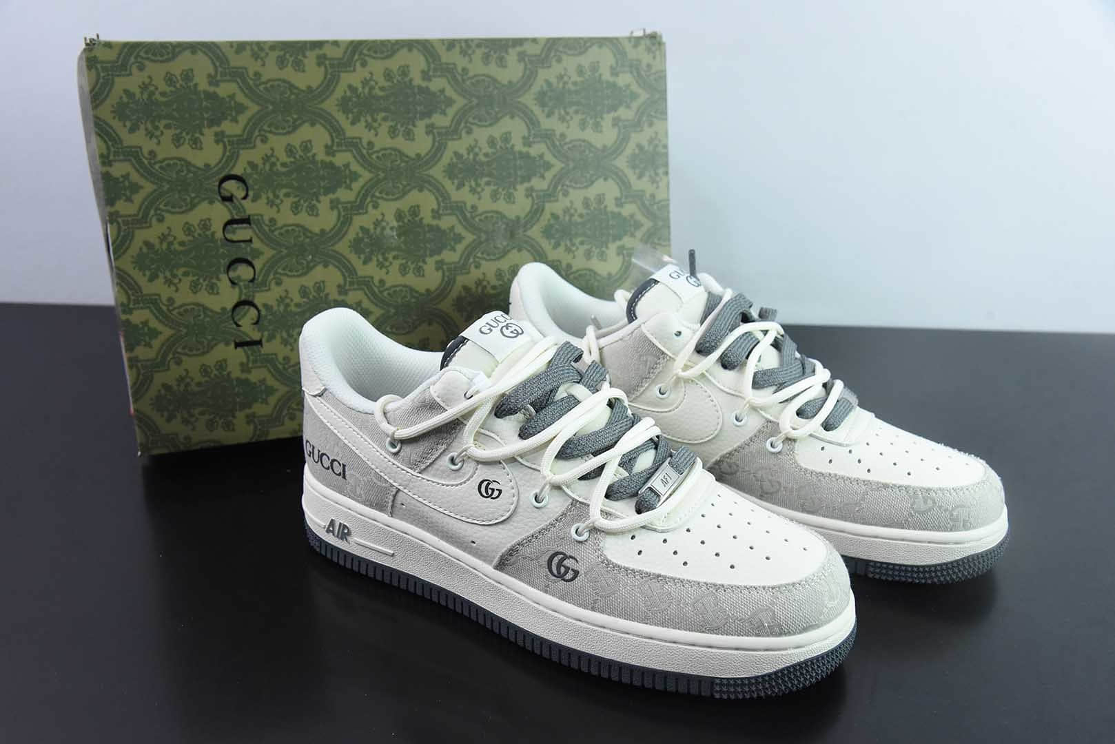 耐克Nike Air Force 1 Low 07 x GUCCI联名白灰绑带满天星空军一号低帮休闲板鞋纯原版本 货号:SJ1198-105