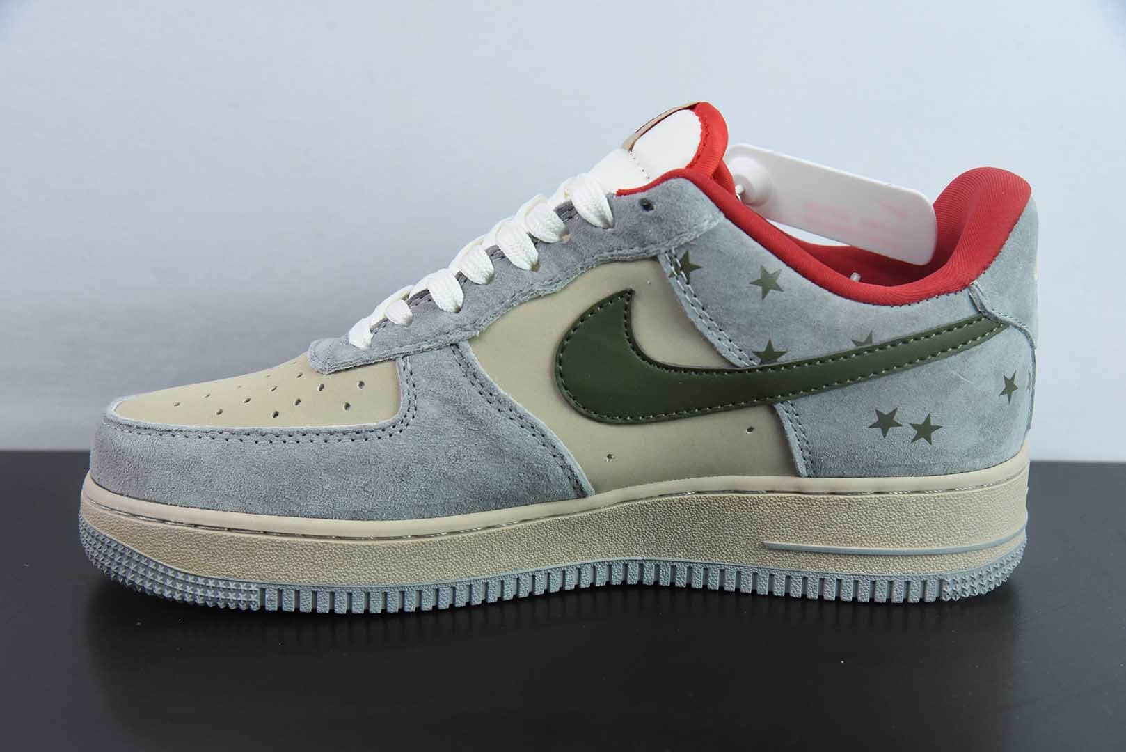耐克Nike Air Force 1 '07 Low “斯图西联名橄榄绿五角星”空军一号低帮休闲板鞋纯原版本 货号:KK1988-034