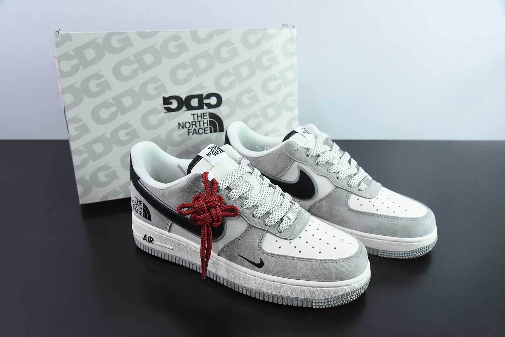 耐克Nike Air Force 1 Low 07 x The North Face北面联名白灰黑小钩满天星空军一号低帮休闲板鞋纯原版本 货号:XZ6188-763