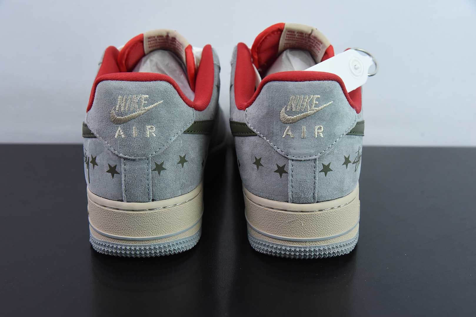 耐克Nike Air Force 1 '07 Low “斯图西联名橄榄绿五角星”空军一号低帮休闲板鞋纯原版本 货号:KK1988-034