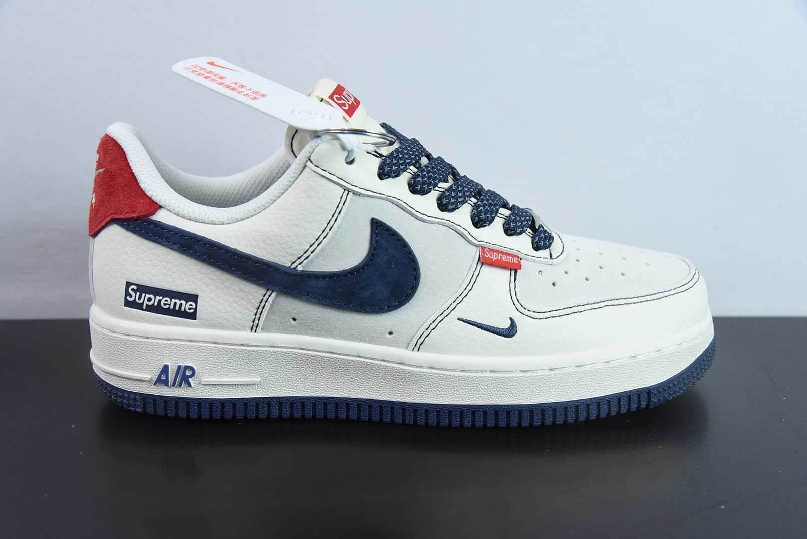 耐克Nike Air Force 1 '07 Low “Supreme联名红标翻毛蓝勾”空军一号低帮休闲板鞋纯原版本 货号：BB7518-021 