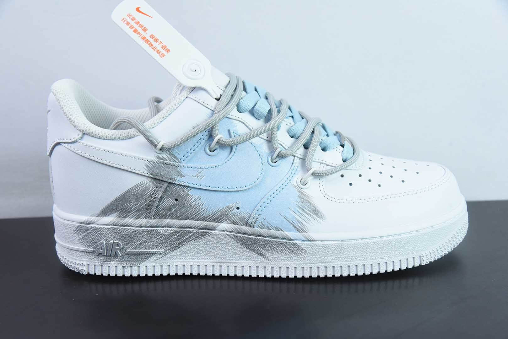 耐克Nike Air Force 1 Low 07 白灰蓝涂鸦绑带空军一号低帮休闲板鞋纯原版本 货号：YY2024-626 