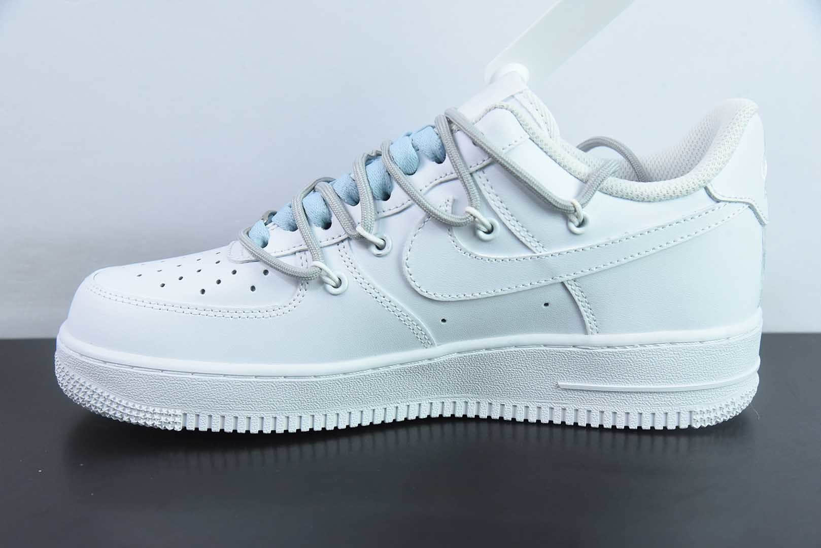 耐克Nike Air Force 1 Low 07 白灰蓝涂鸦绑带空军一号低帮休闲板鞋纯原版本 货号：YY2024-626 
