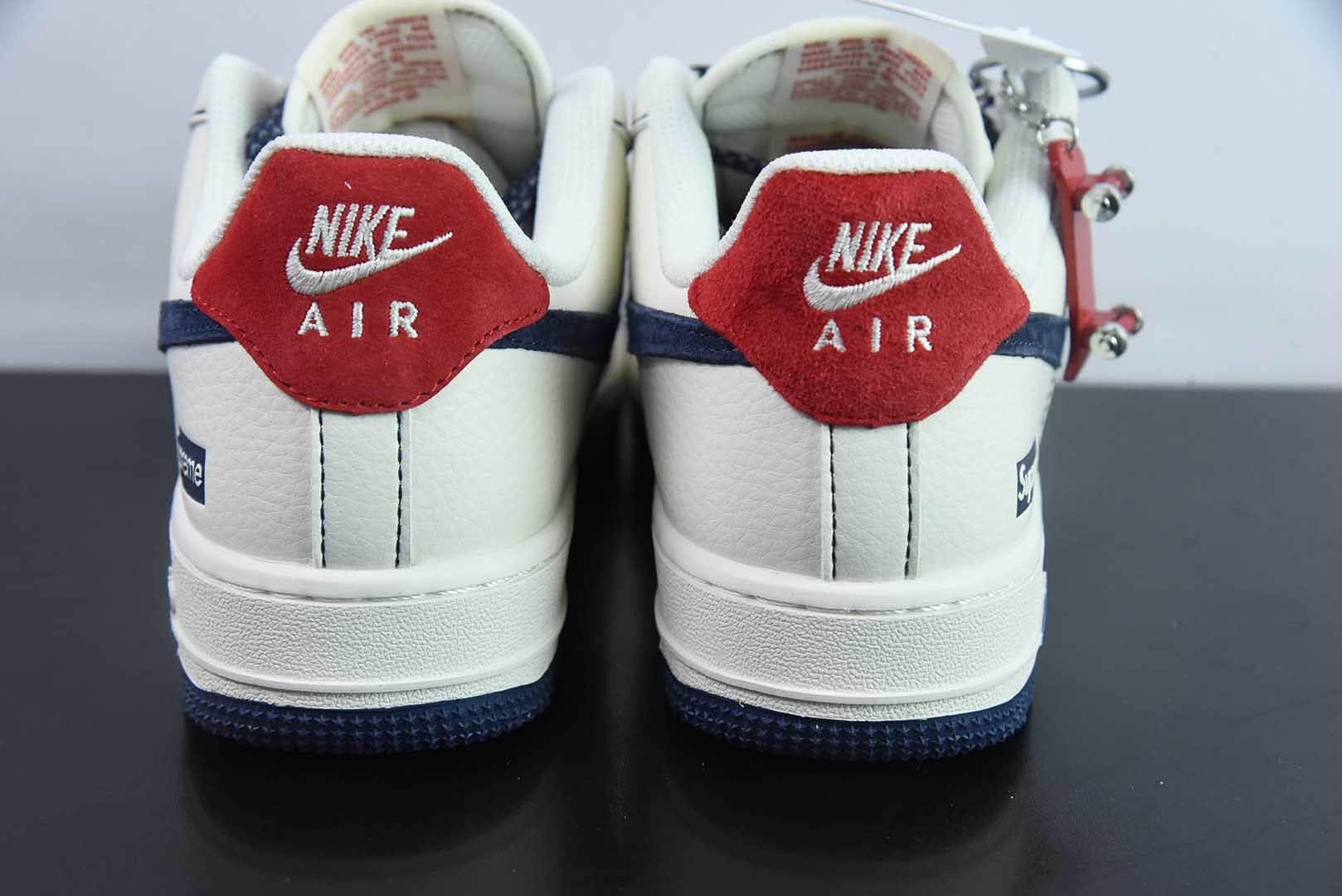 耐克Nike Air Force 1 '07 Low “Supreme联名红标翻毛蓝勾”空军一号低帮休闲板鞋纯原版本 货号：BB7518-021 