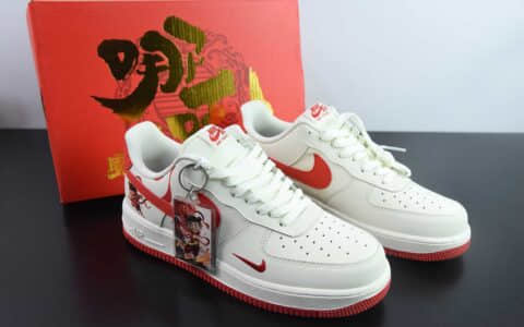 耐克Nike Air Force 1 AF1白红哪吒印花定制版空军一号低帮休闲板鞋纯原版本 货号：DF0188-048