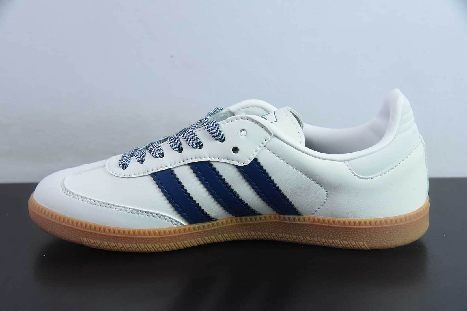 阿迪达斯Adidas Originals Samba桑巴舞系列白深蓝百搭低帮休闲运动板鞋纯原版本 货号:JI3907